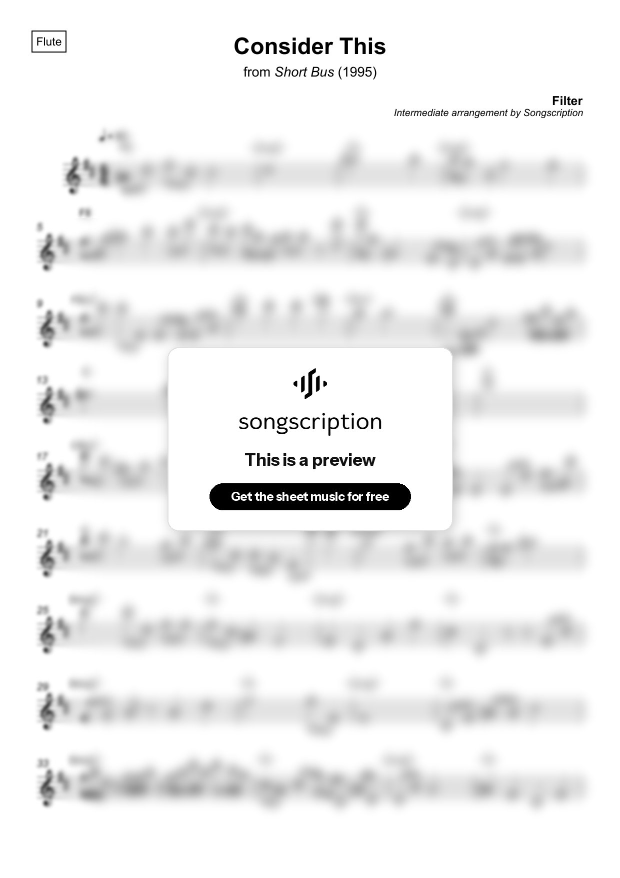 Intermediate Flute Sheet Music for "Consider This" by Filter