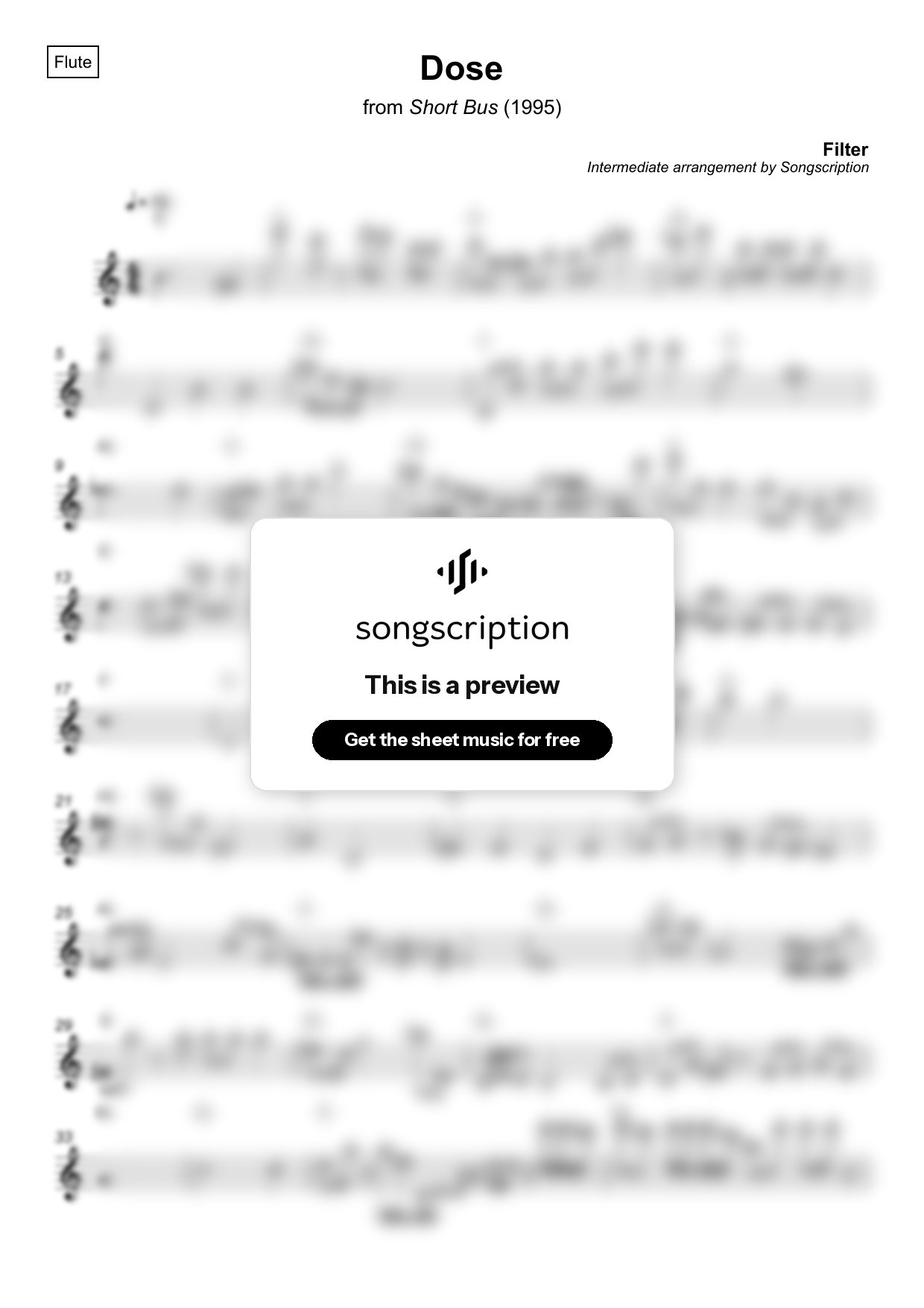 Intermediate Flute Sheet Music for "Dose" by Filter