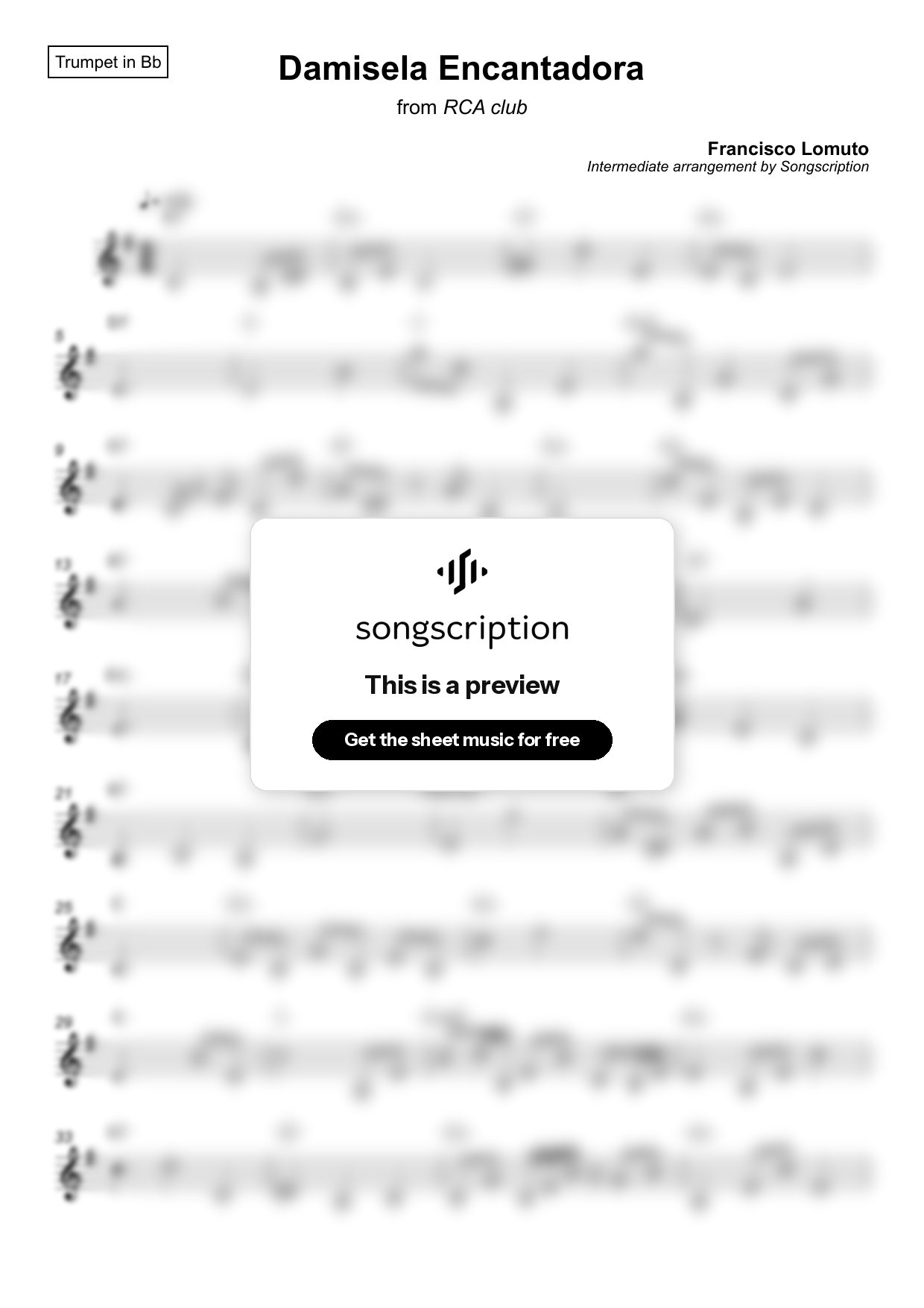 Intermediate Trumpet Sheet Music for "Damisela Encantadora" by Francisco Lomuto