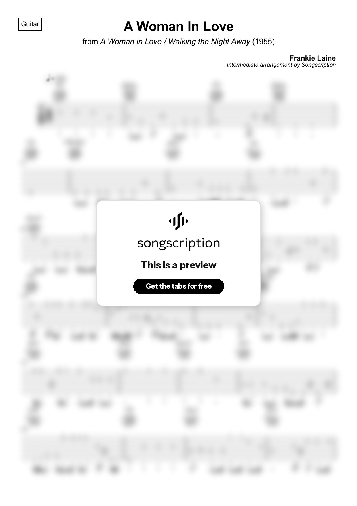 Intermediate Acoustic Guitar Tabs for "A Woman In Love" by Frankie Laine