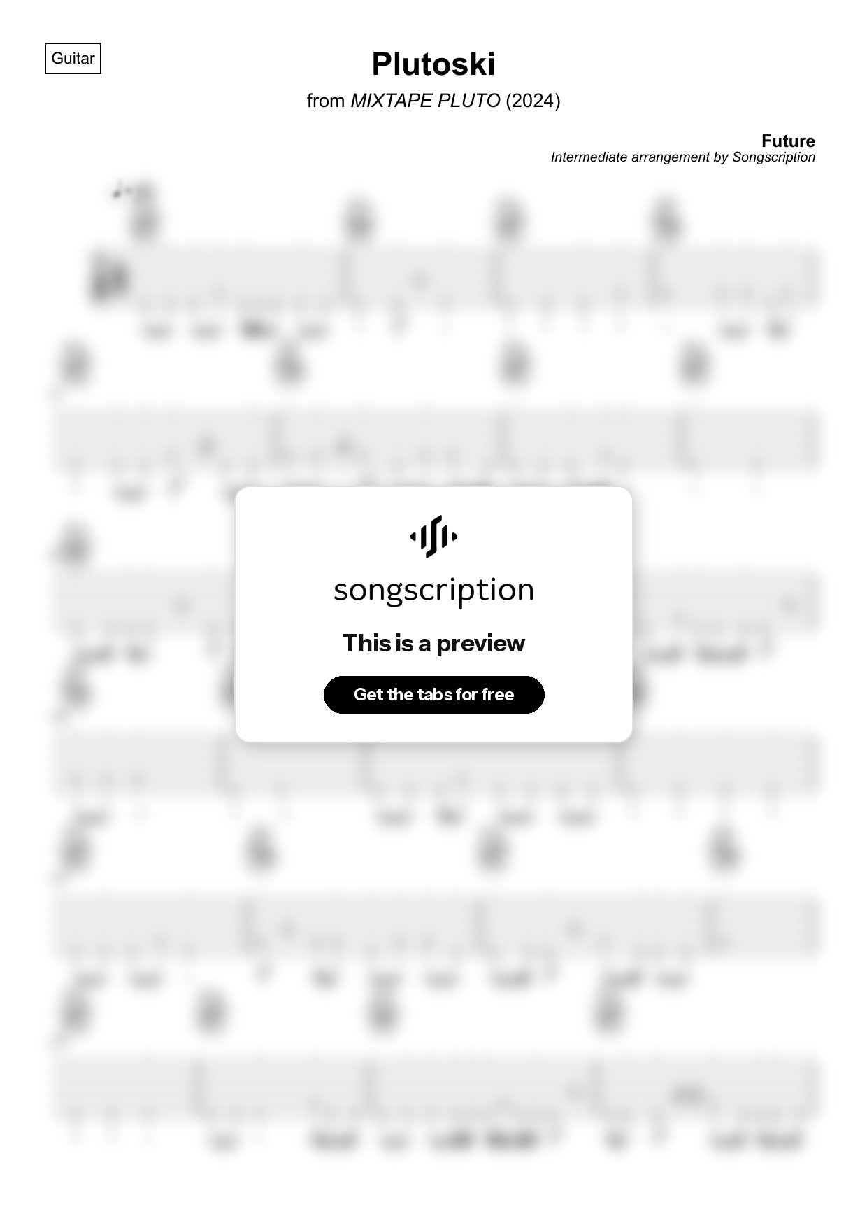 Intermediate Acoustic Guitar Tabs for "Plutoski" by Future