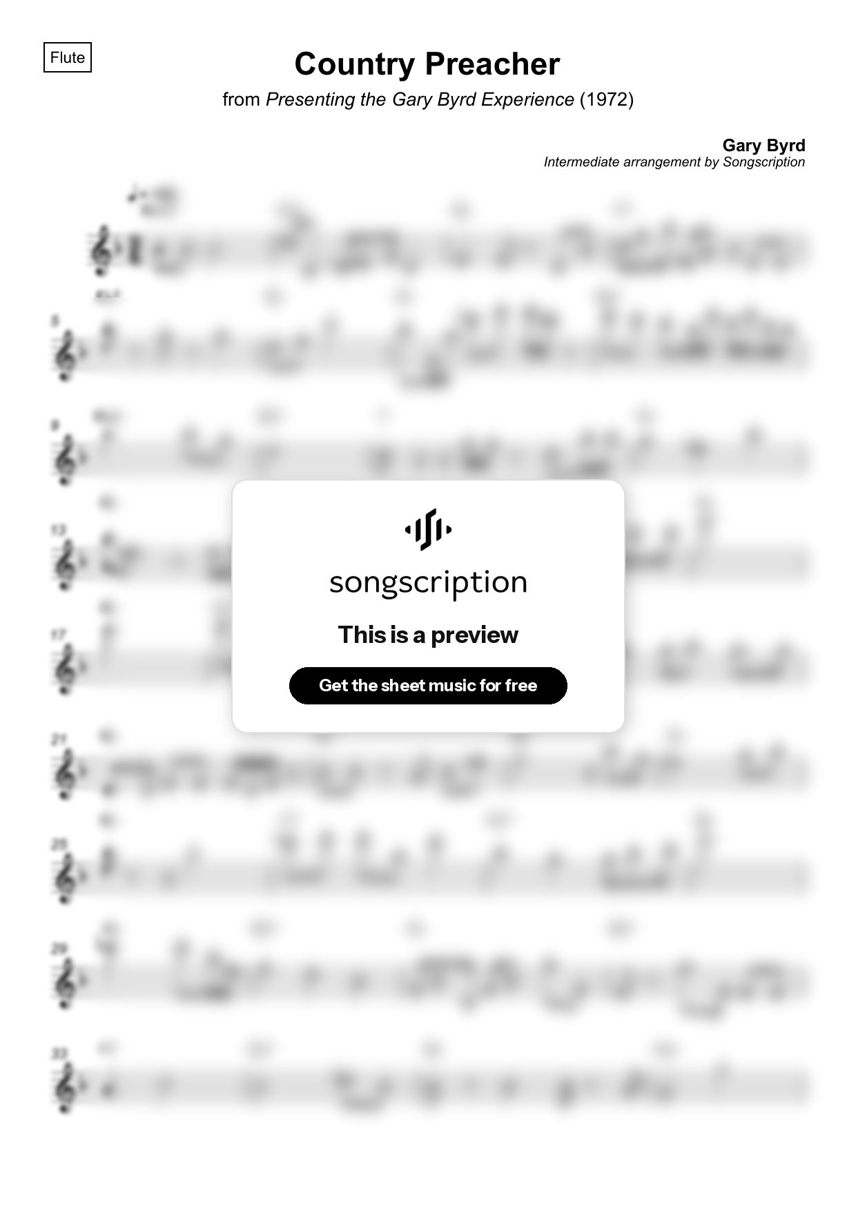 Intermediate Flute Sheet Music for "Country Preacher" by Gary Byrd