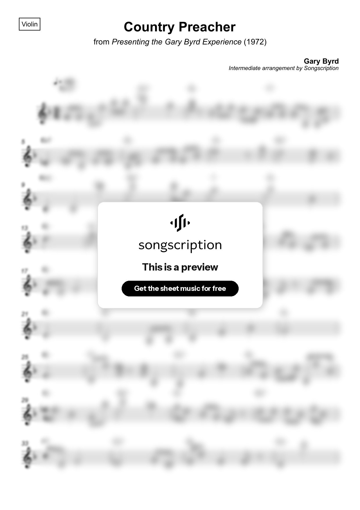 Intermediate Violin Sheet Music for "Country Preacher" by Gary Byrd