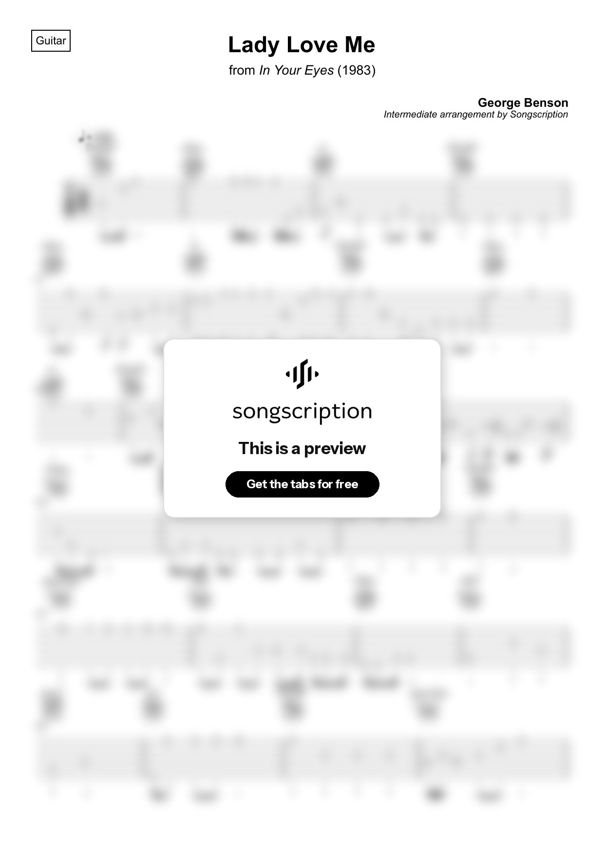 Intermediate Acoustic Guitar Tabs for "Lady Love Me" by George Benson