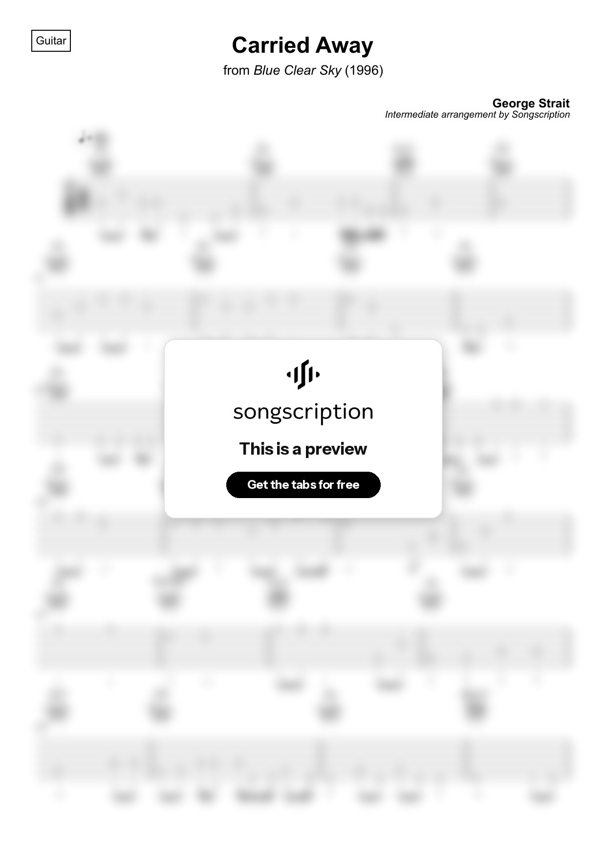 Intermediate Acoustic Guitar Tabs for "Carried Away" by George Strait