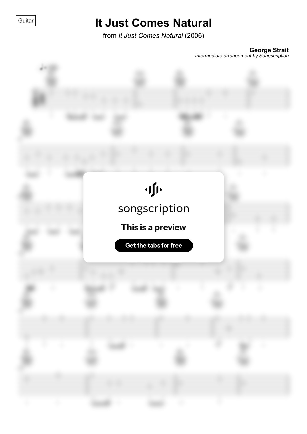Intermediate Acoustic Guitar Tabs for "It Just Comes Natural" by George Strait