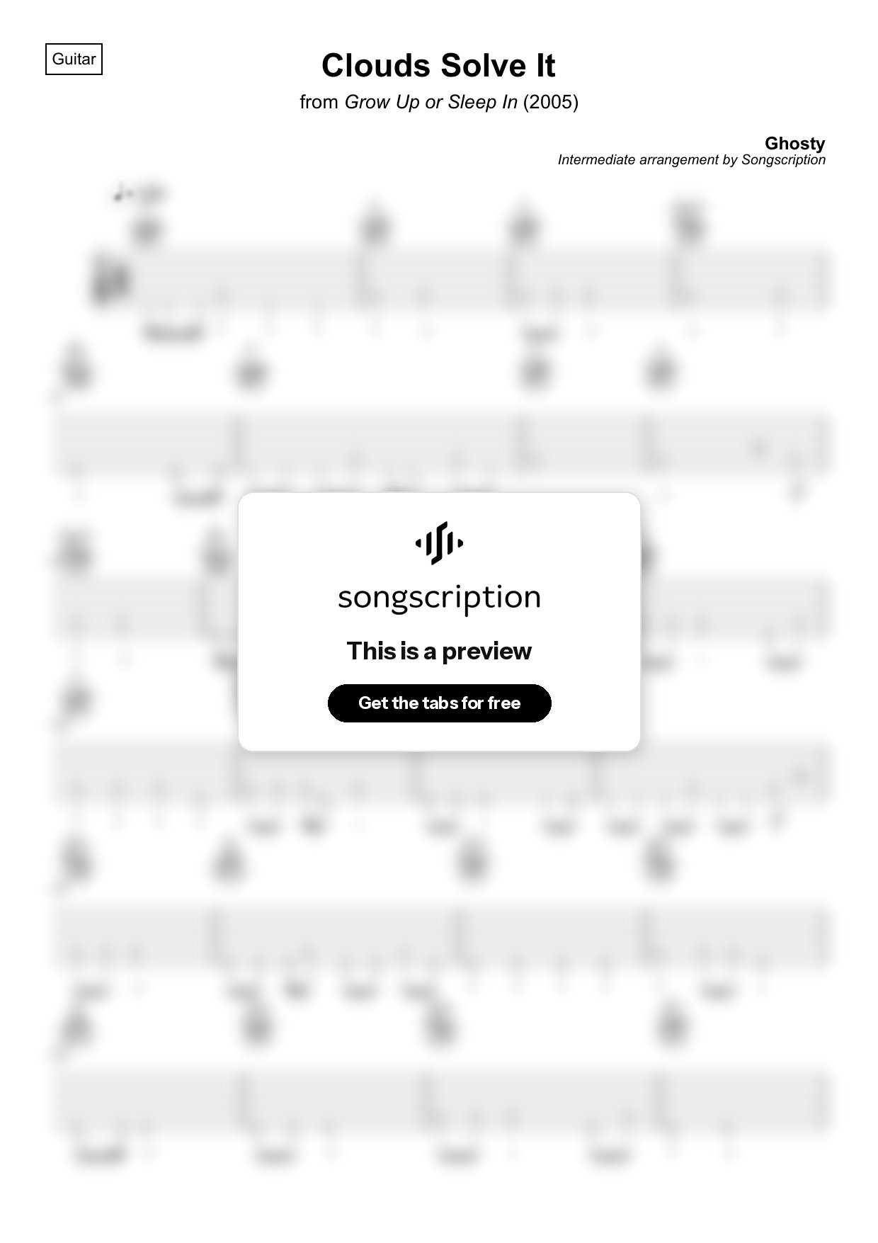 Intermediate Acoustic Guitar Tabs for "Clouds Solve It" by Ghosty