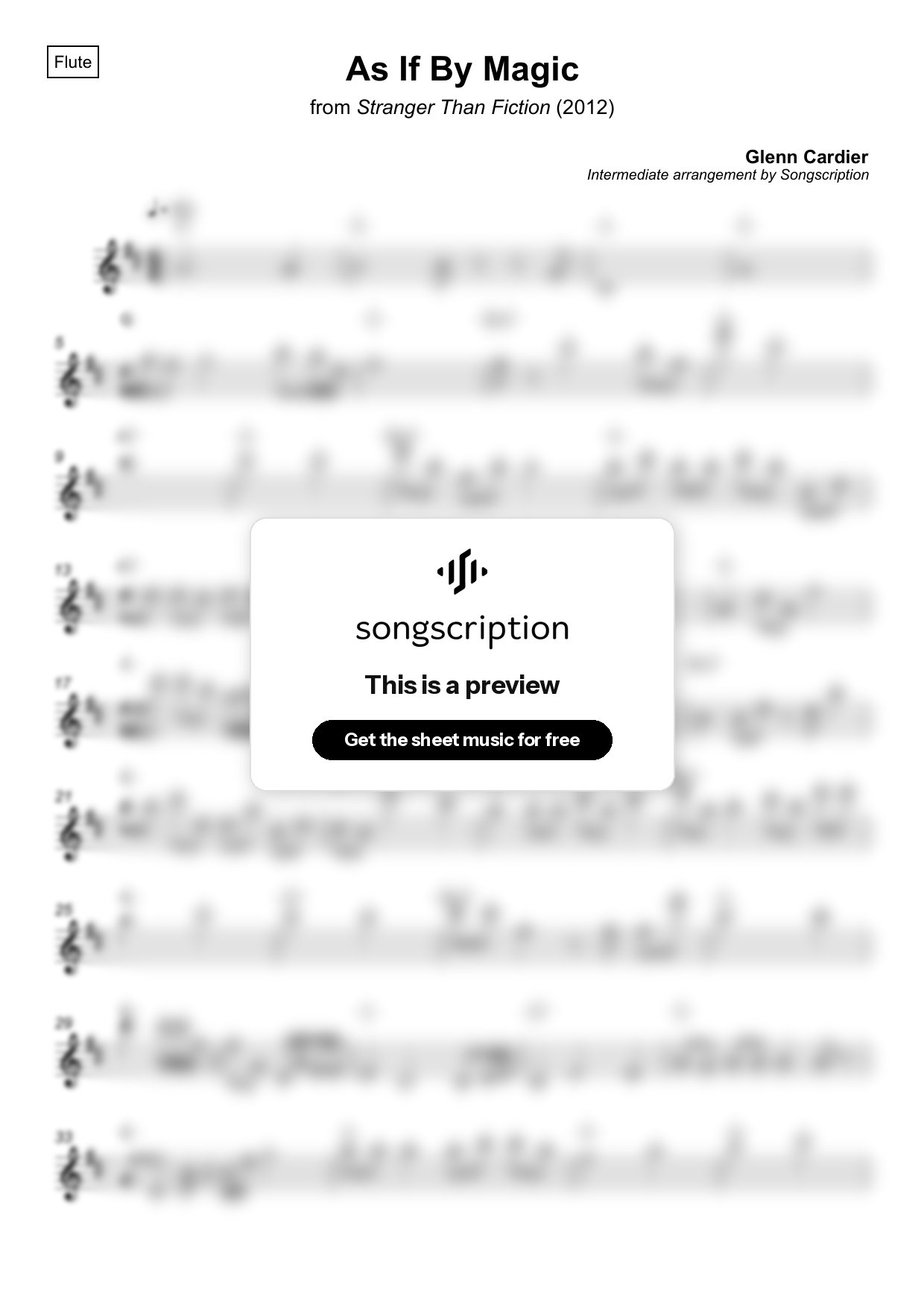 Intermediate Flute Sheet Music for "As If By Magic" by Glenn Cardier
