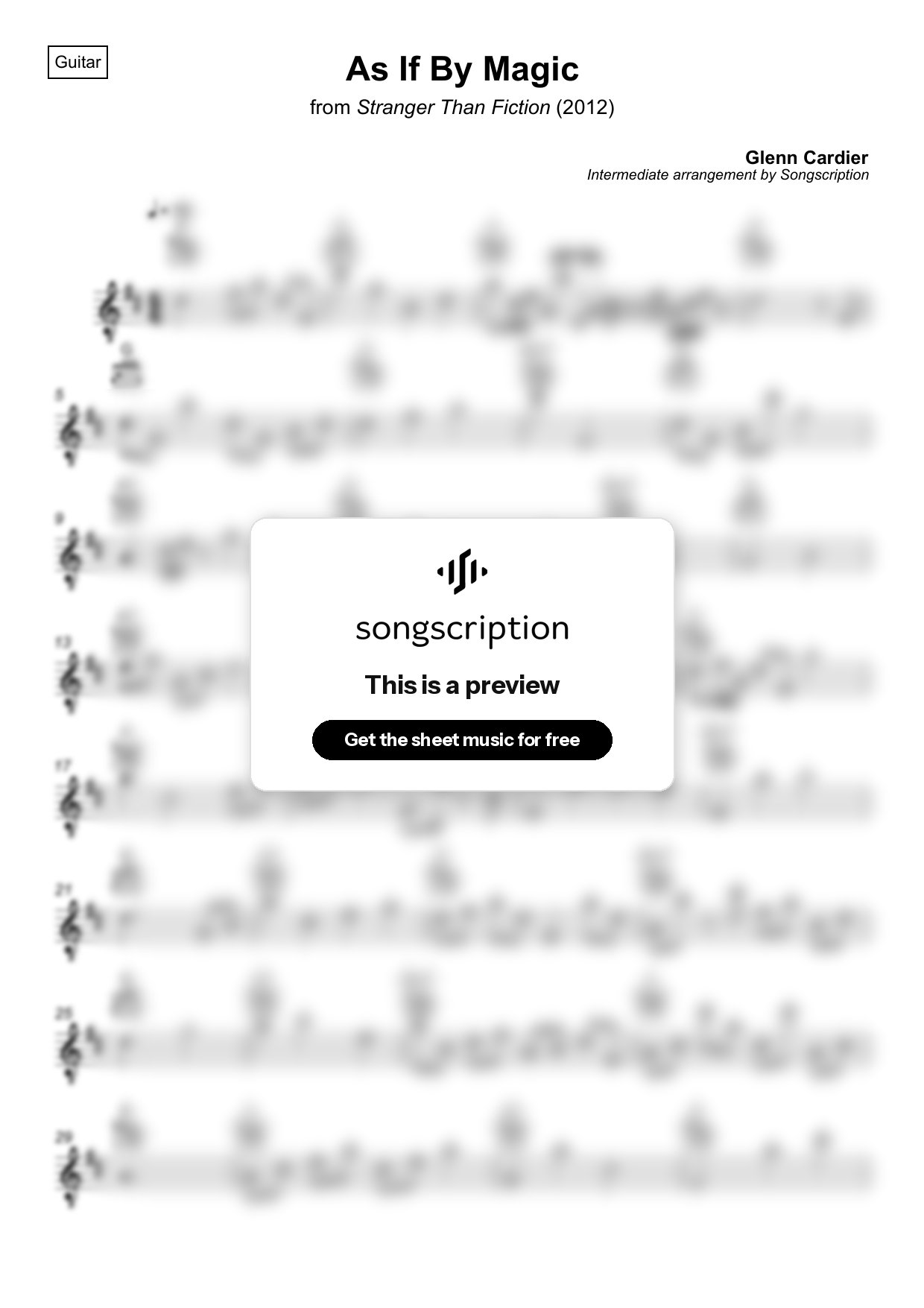 Intermediate Acoustic Guitar Sheet Music for "As If By Magic" by Glenn Cardier