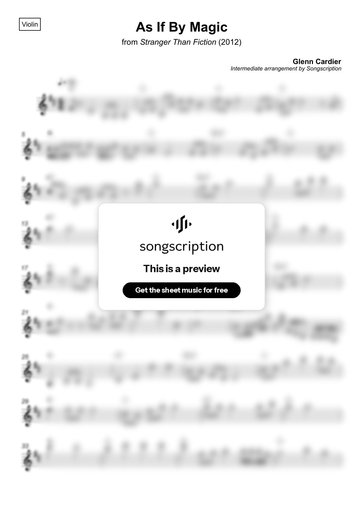 Intermediate Violin Sheet Music for "As If By Magic" by Glenn Cardier