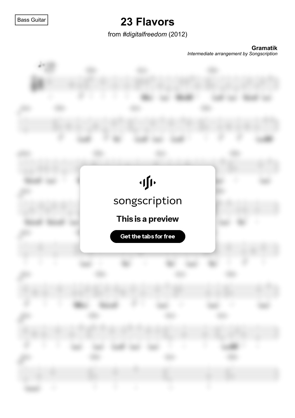Intermediate Bass Guitar Tabs for "23 Flavors" by Gramatik