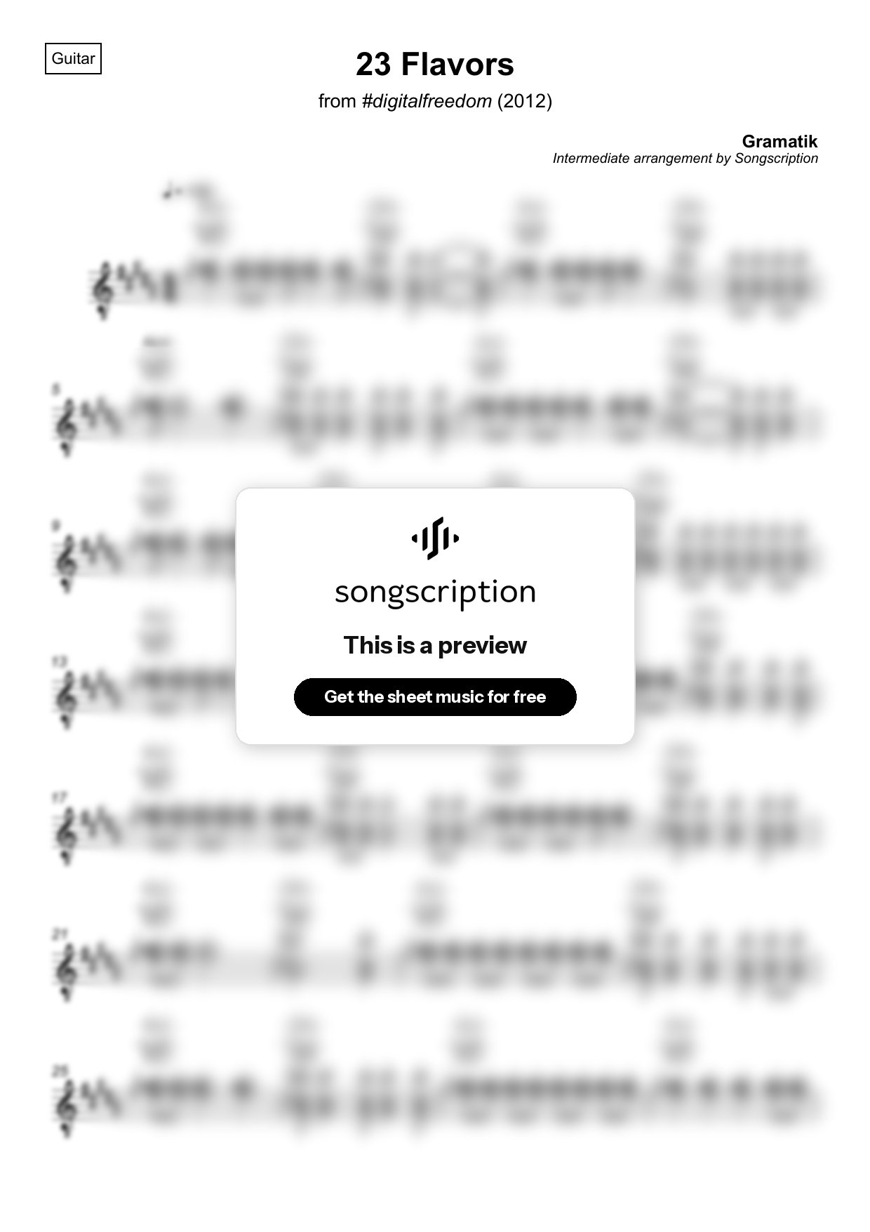 Intermediate Acoustic Guitar Sheet Music for "23 Flavors" by Gramatik