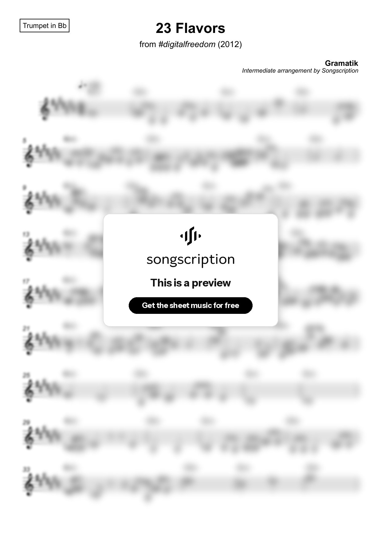 Intermediate Trumpet Sheet Music for "23 Flavors" by Gramatik