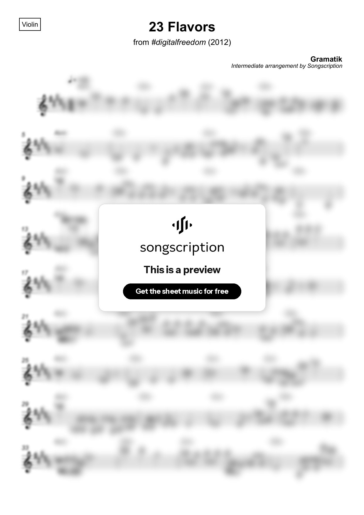 Intermediate Violin Sheet Music for "23 Flavors" by Gramatik