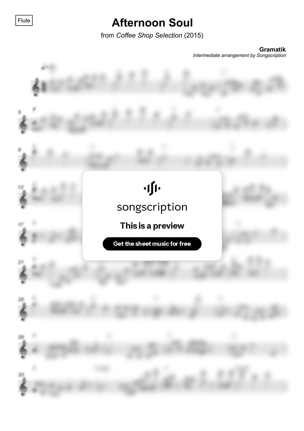 Intermediate Flute Sheet Music for "Afternoon Soul" by Gramatik