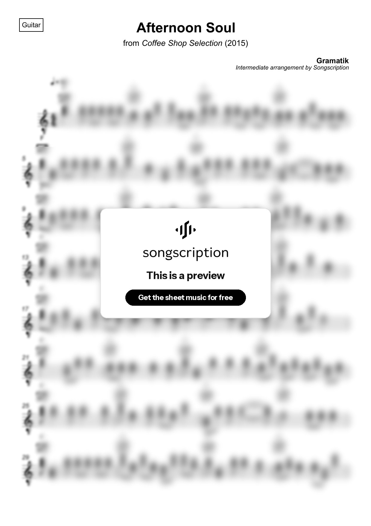 Intermediate Acoustic Guitar Sheet Music for "Afternoon Soul" by Gramatik