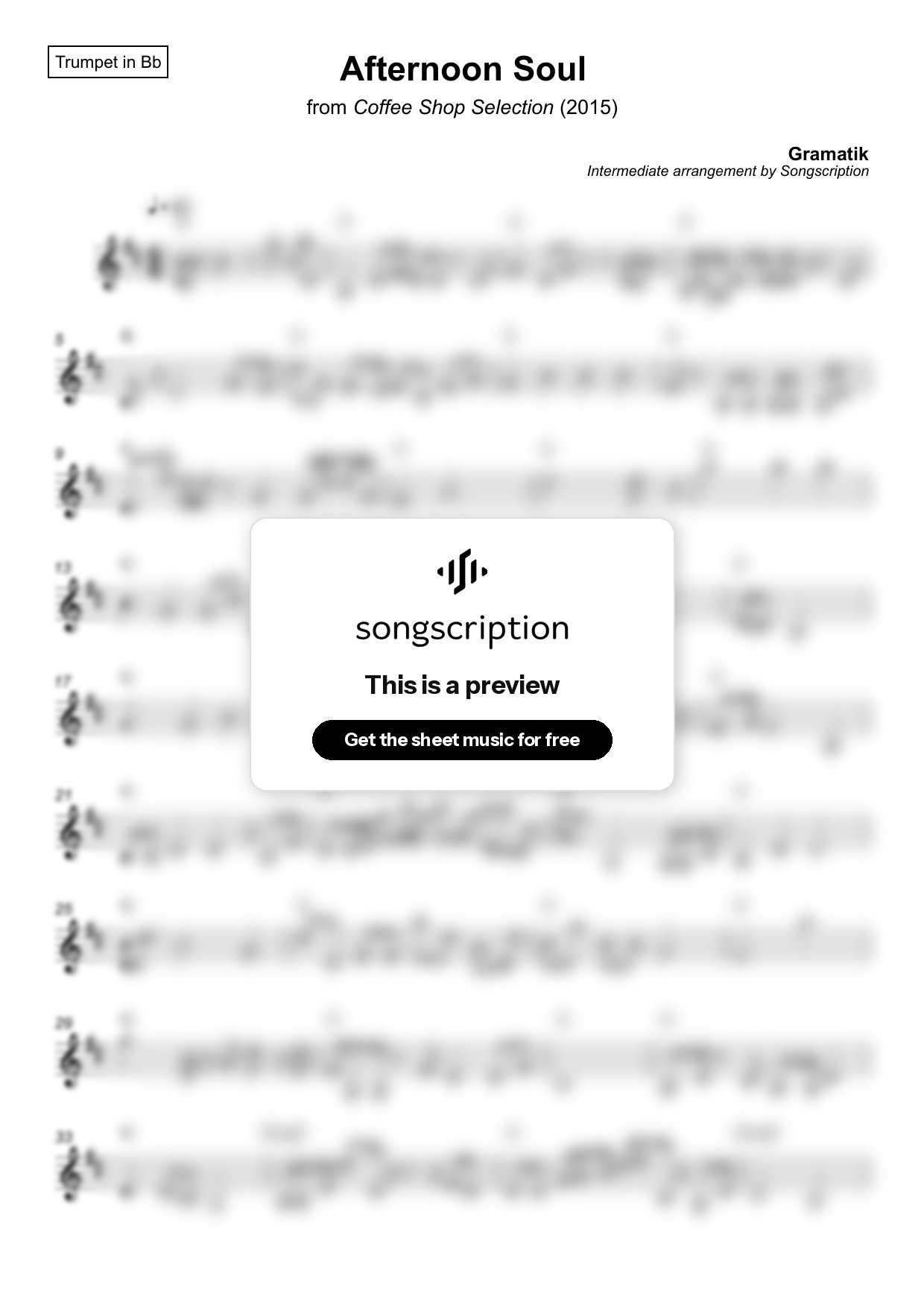Intermediate Trumpet Sheet Music for "Afternoon Soul" by Gramatik
