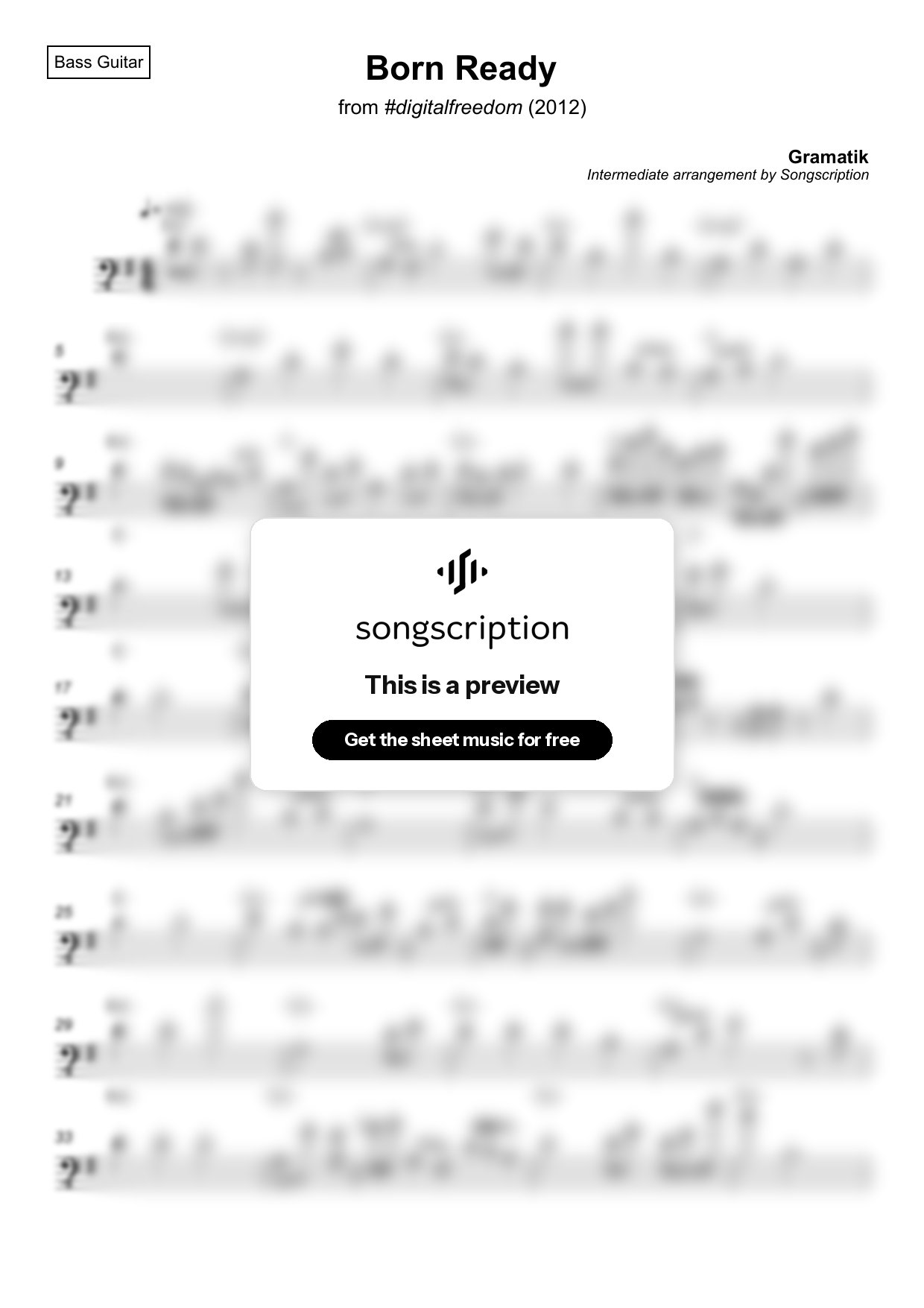 Intermediate Bass Guitar Sheet Music for "Born Ready" by Gramatik