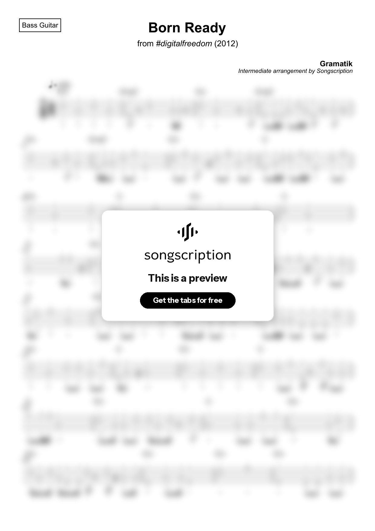 Intermediate Bass Guitar Tabs for "Born Ready" by Gramatik