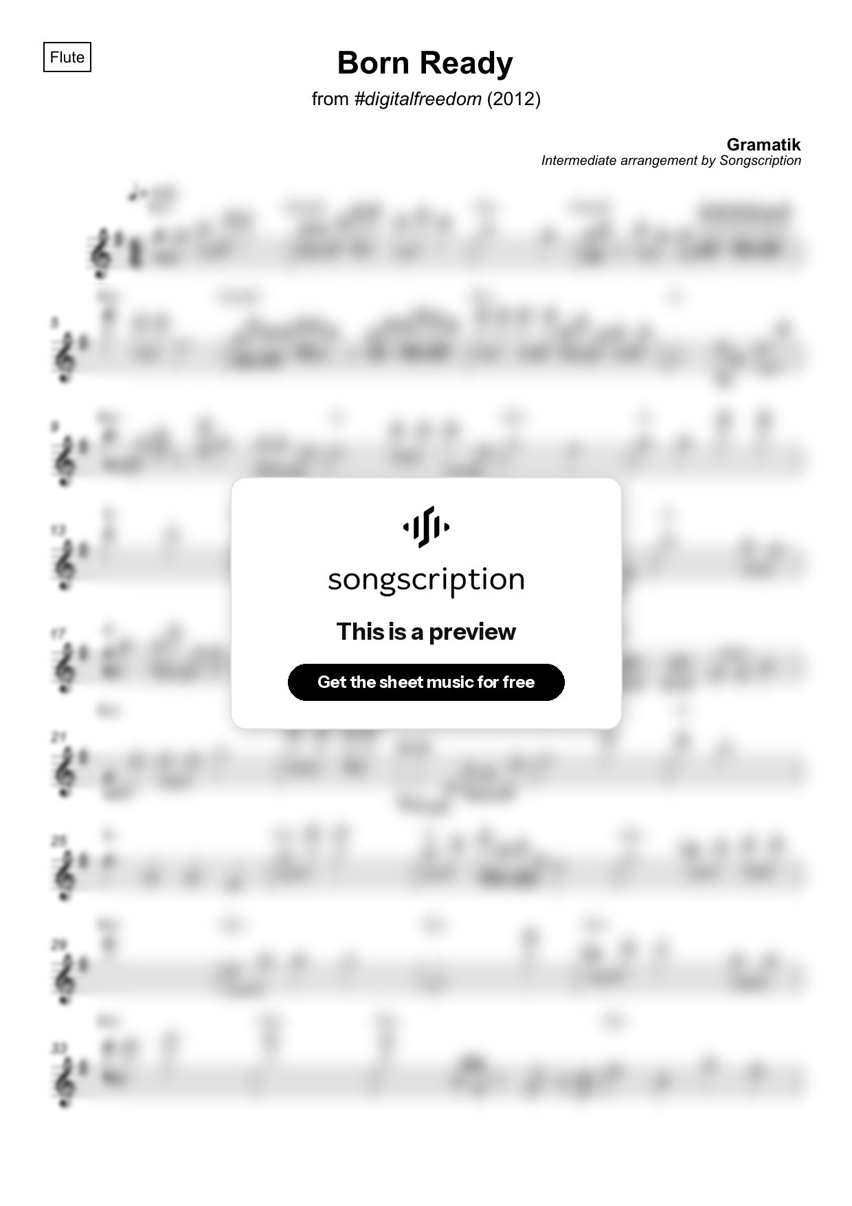 Intermediate Flute Sheet Music for "Born Ready" by Gramatik