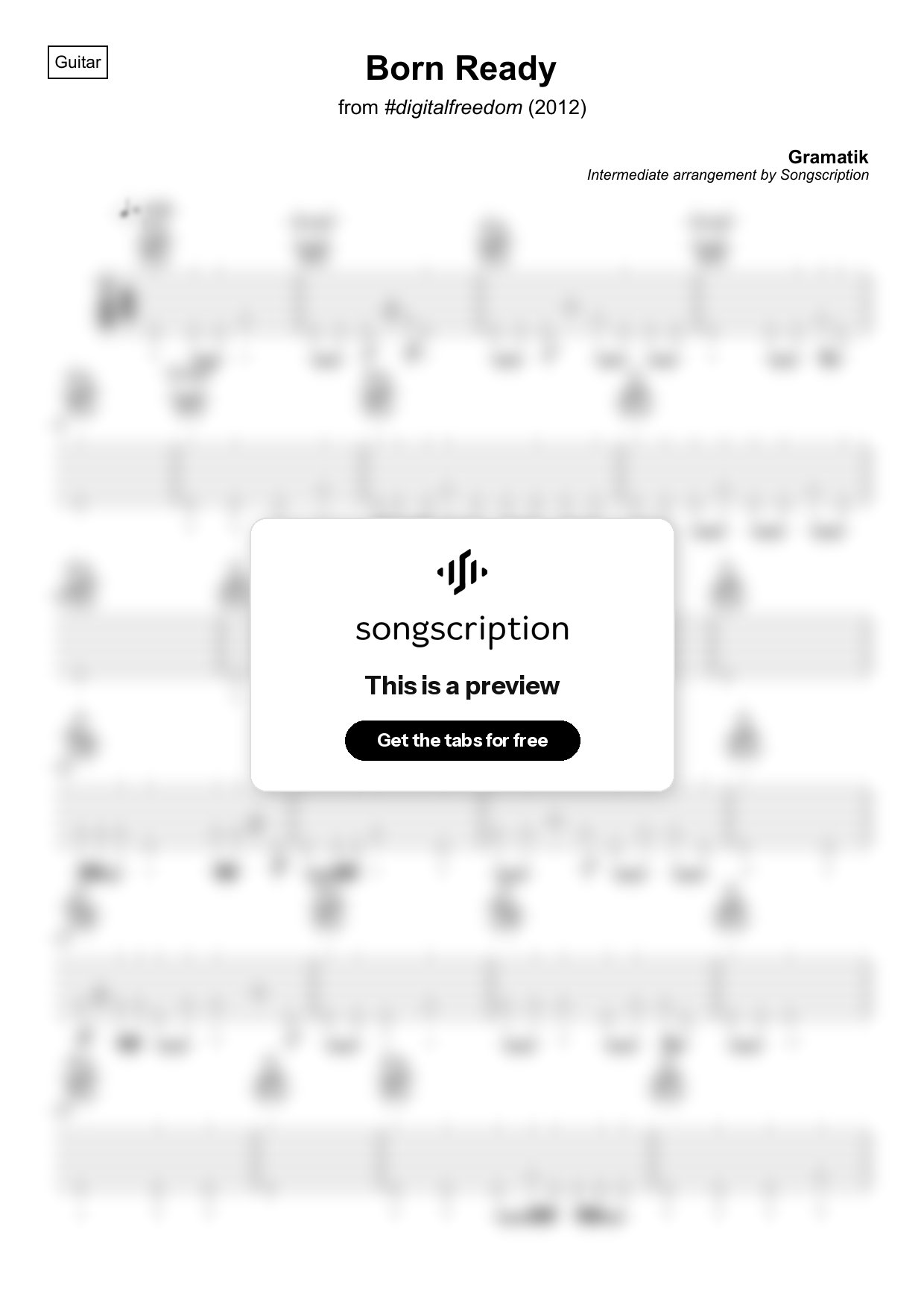 Intermediate Acoustic Guitar Tabs for "Born Ready" by Gramatik