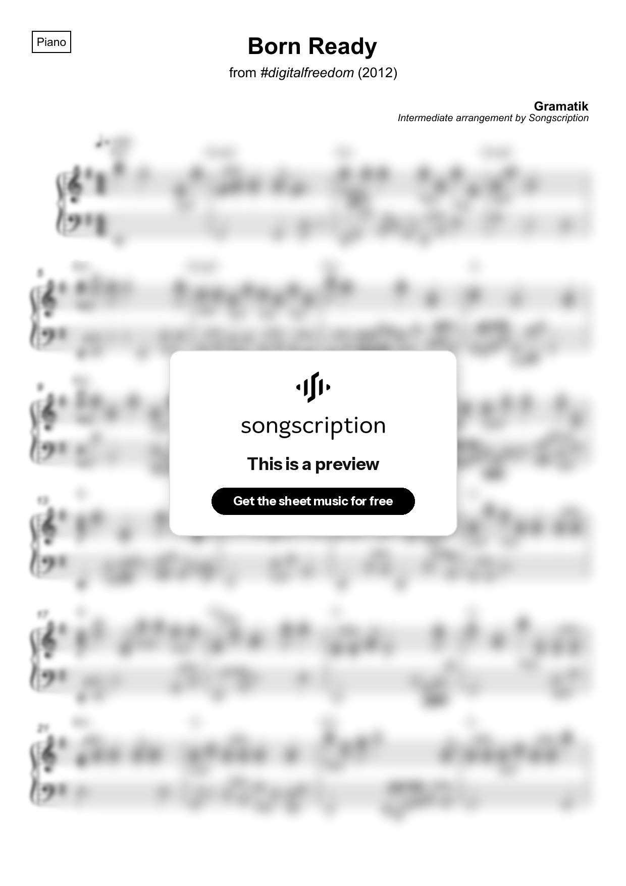 Intermediate Piano Sheet Music for "Born Ready" by Gramatik