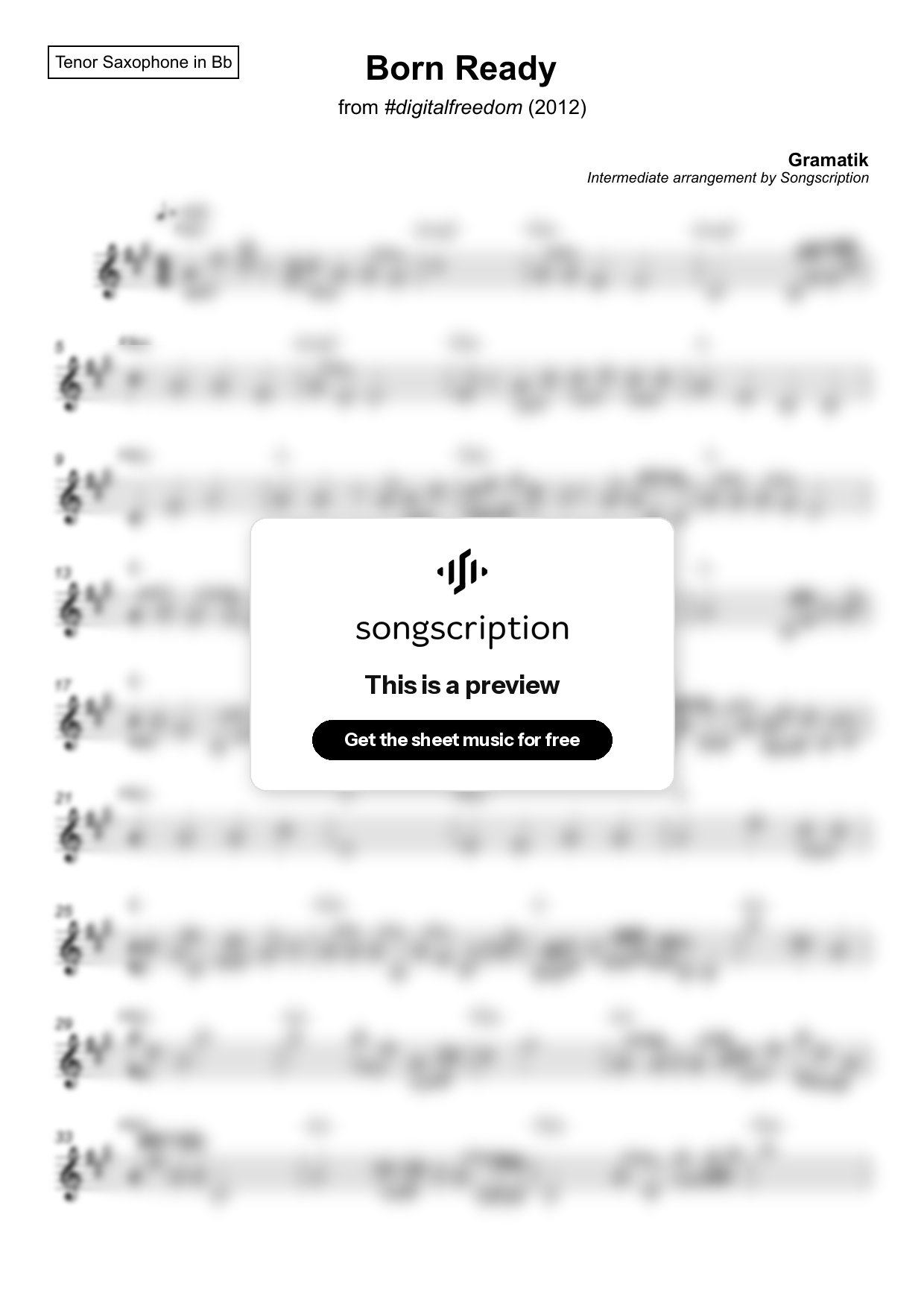 Intermediate Tenor Sax Sheet Music for "Born Ready" by Gramatik