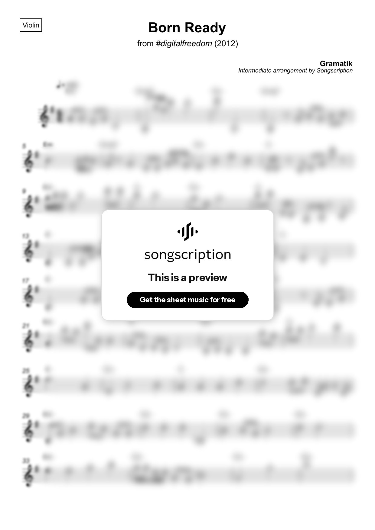 Intermediate Violin Sheet Music for "Born Ready" by Gramatik