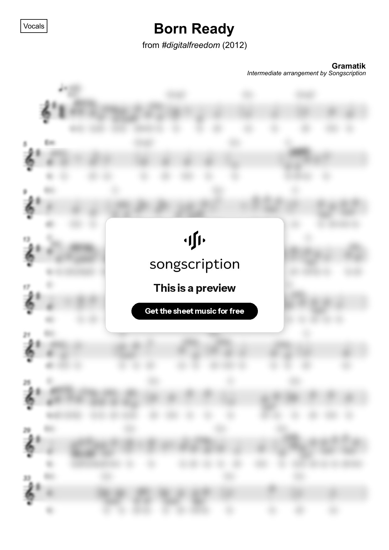 Intermediate Vocals Sheet Music for "Born Ready" by Gramatik