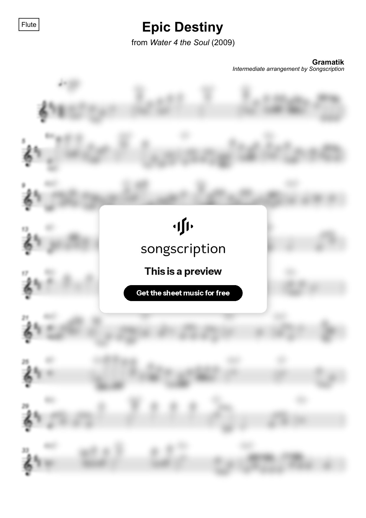 Intermediate Flute Sheet Music for "Epic Destiny" by Gramatik