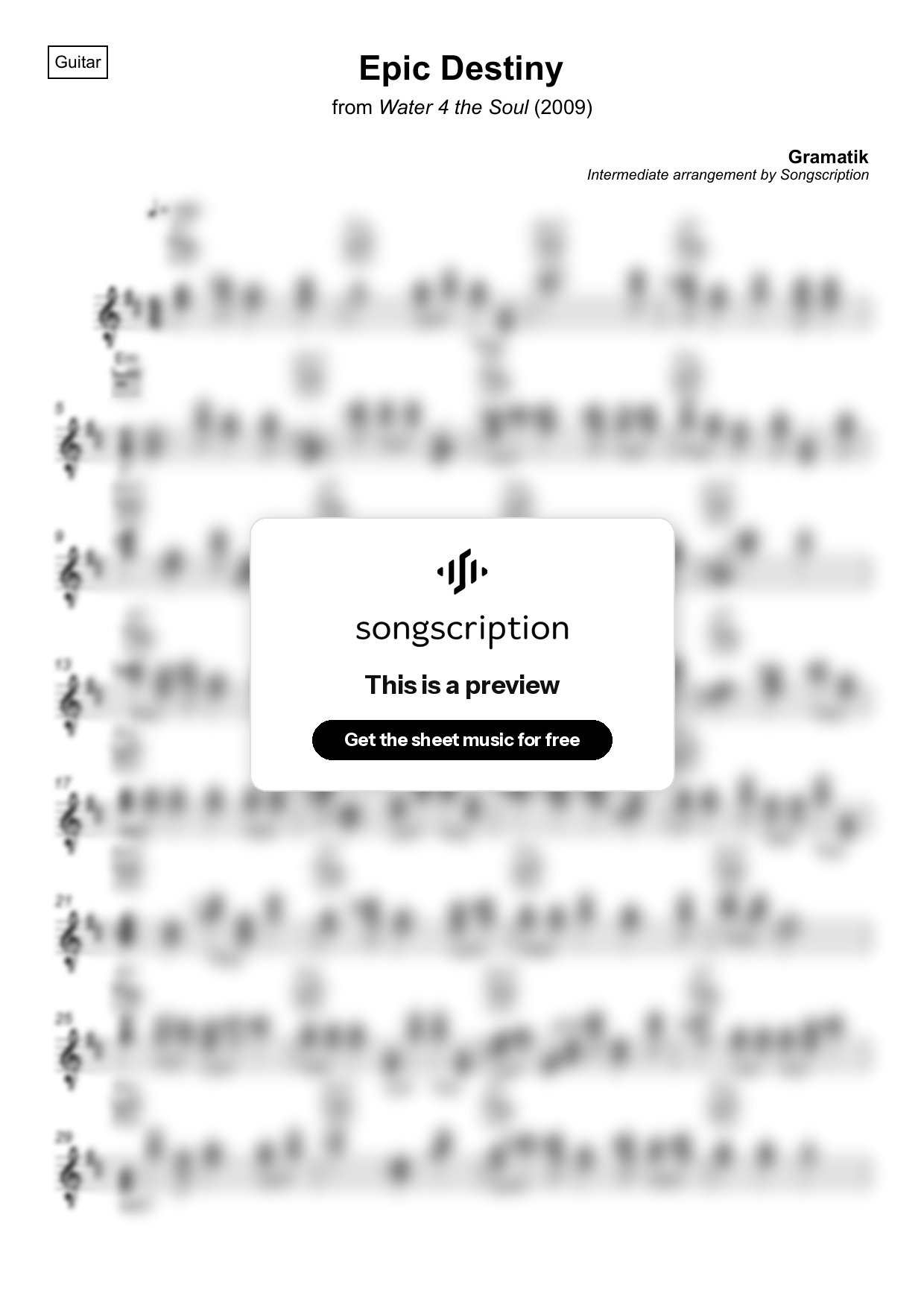 Intermediate Acoustic Guitar Sheet Music for "Epic Destiny" by Gramatik