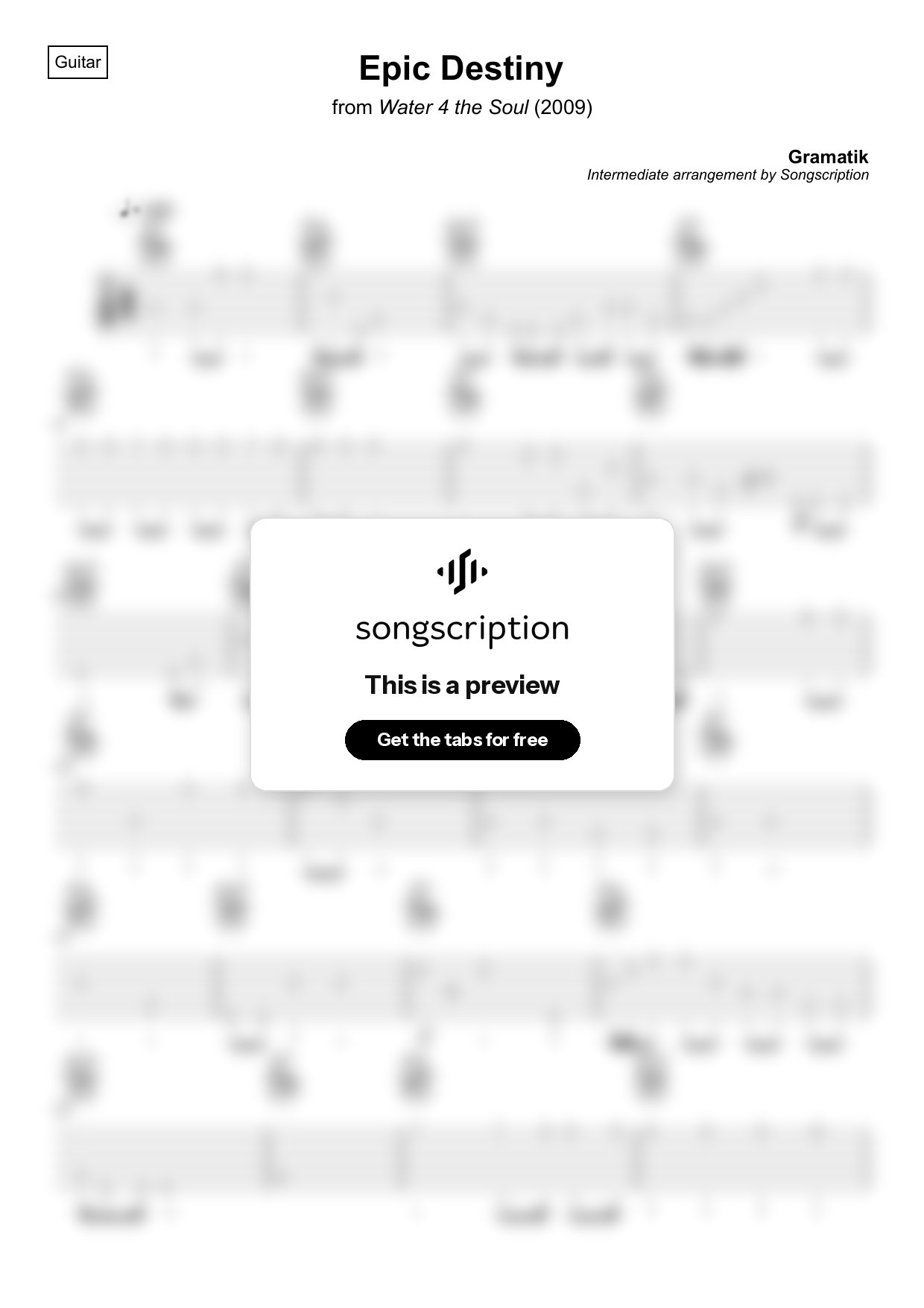 Intermediate Acoustic Guitar Tabs for "Epic Destiny" by Gramatik