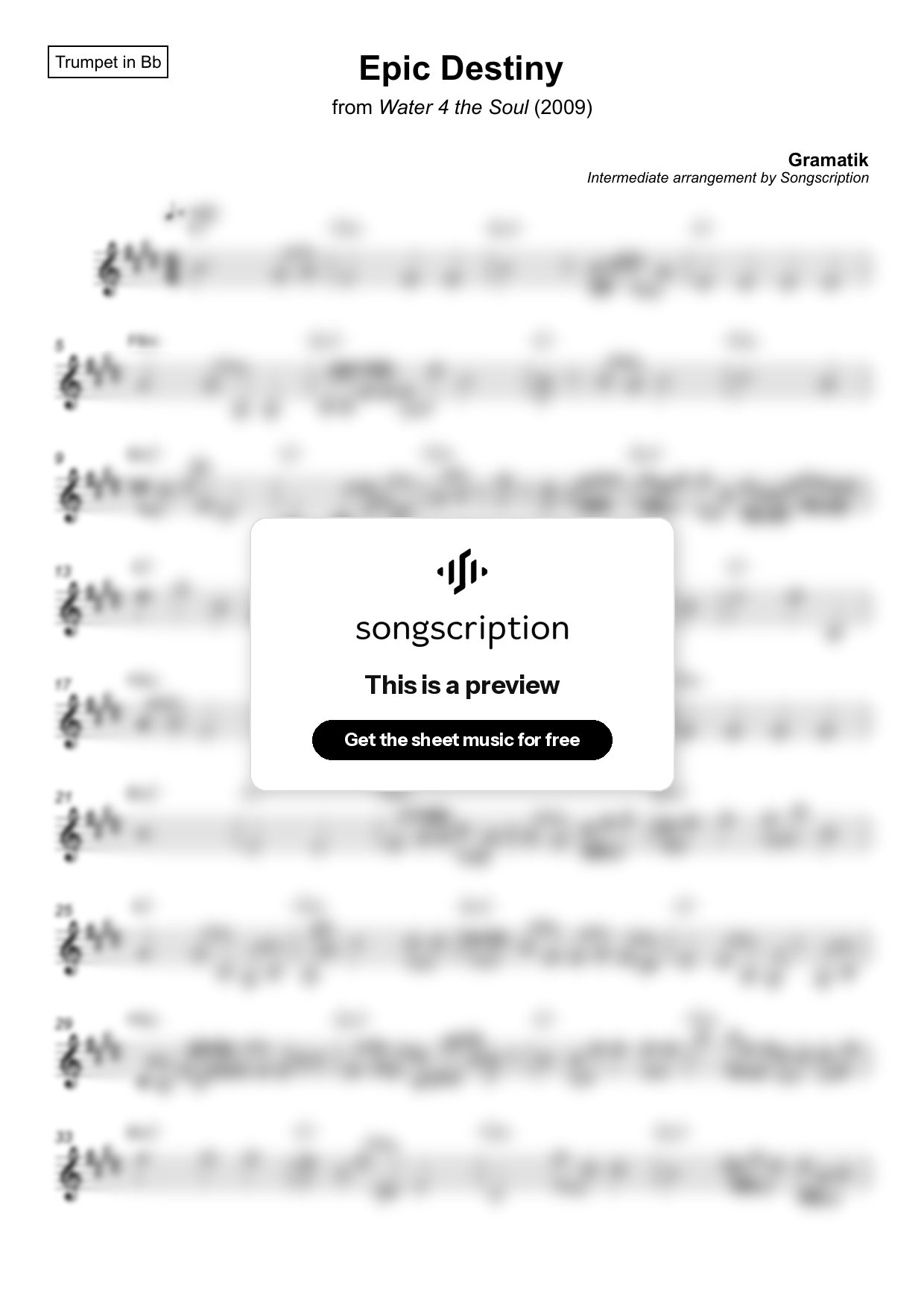 Intermediate Trumpet Sheet Music for "Epic Destiny" by Gramatik