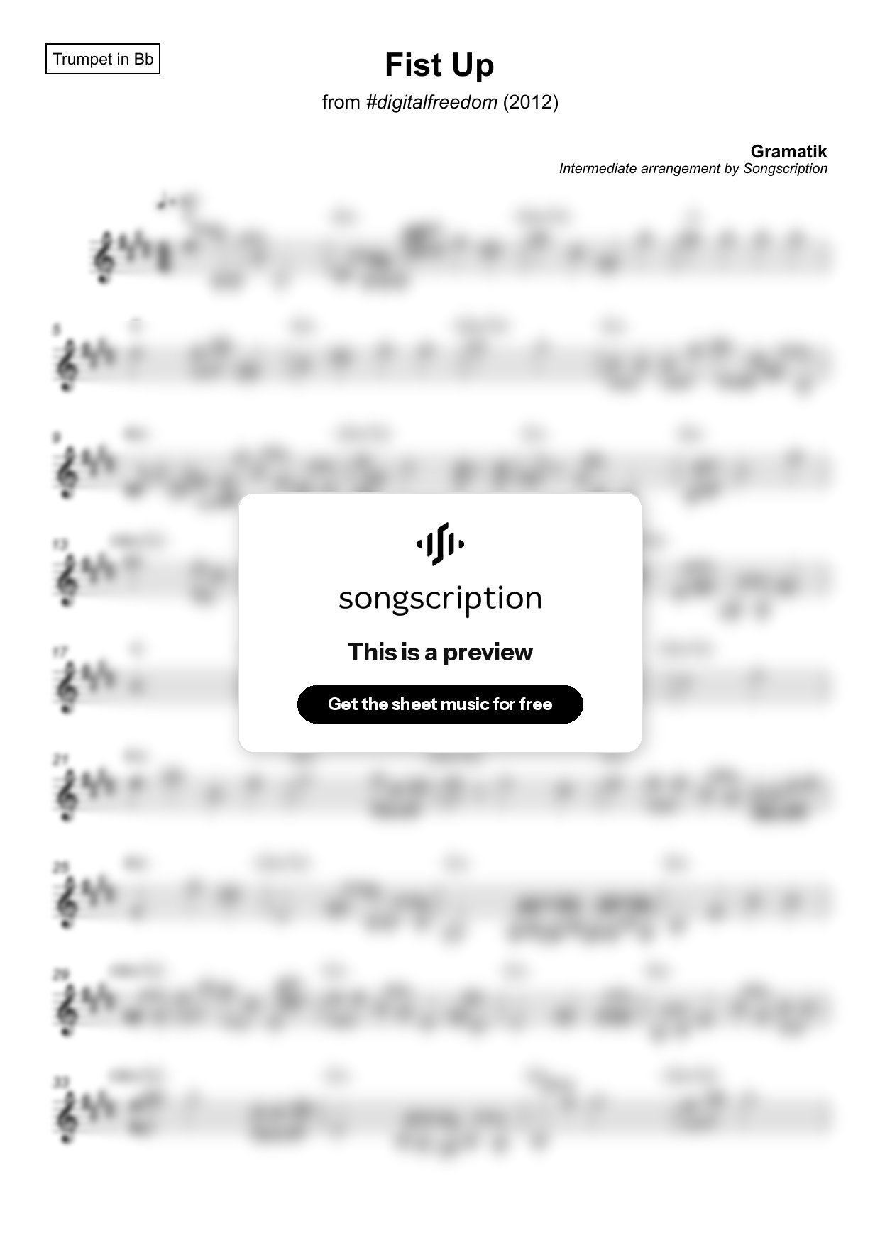 Intermediate Trumpet Sheet Music for "Fist Up" by Gramatik