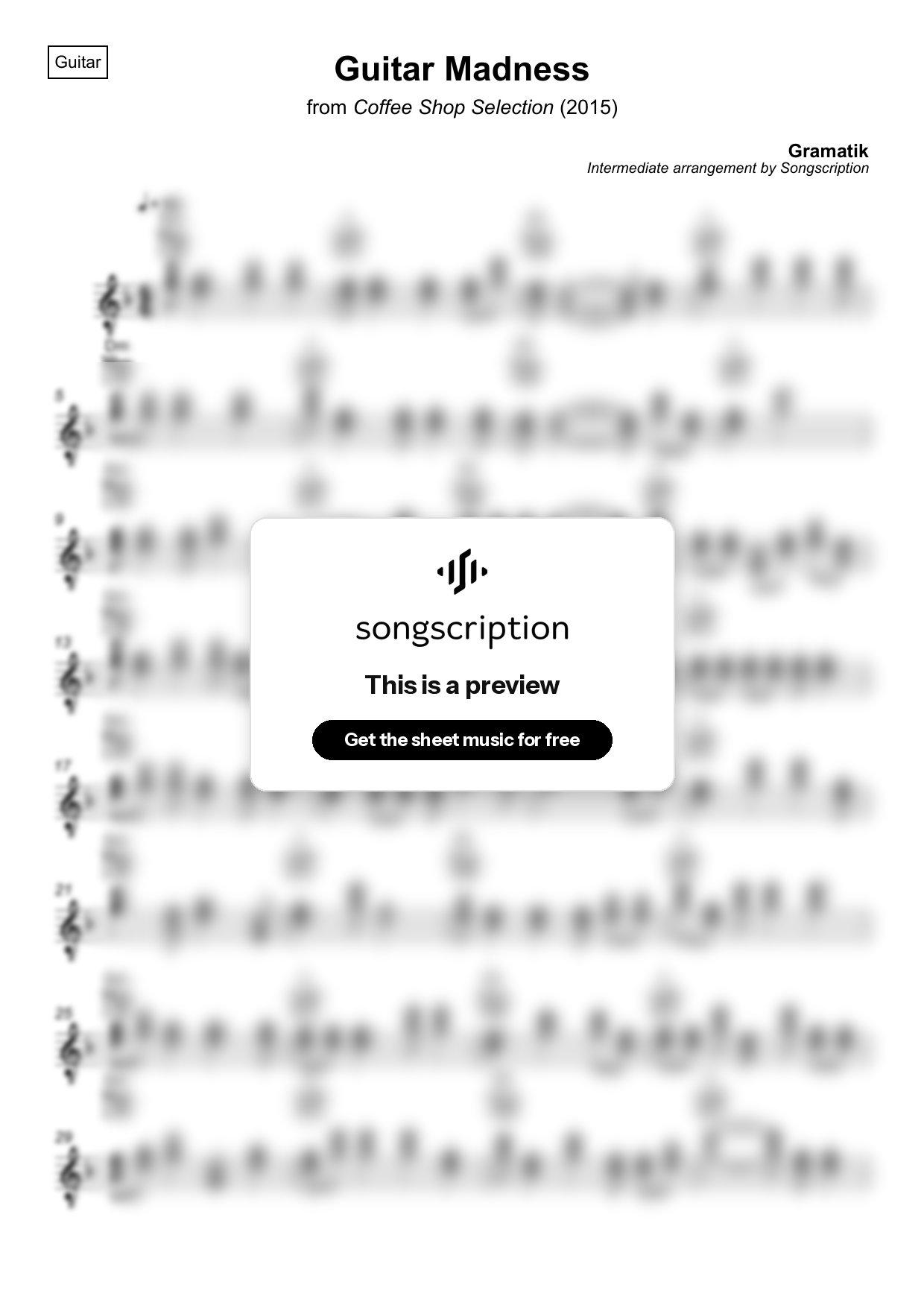 Intermediate Acoustic Guitar Sheet Music for "Guitar Madness" by Gramatik