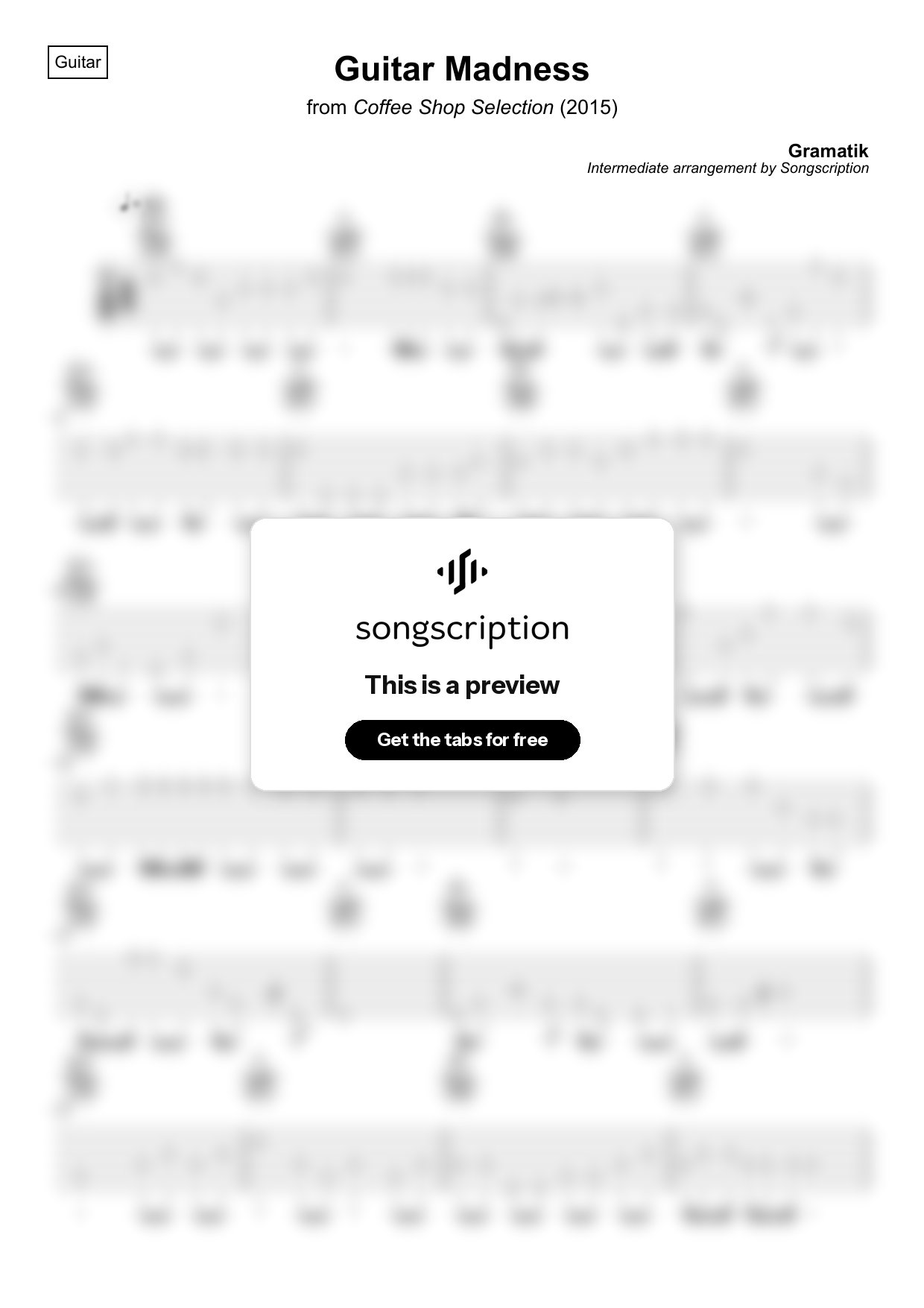 Intermediate Acoustic Guitar Tabs for "Guitar Madness" by Gramatik