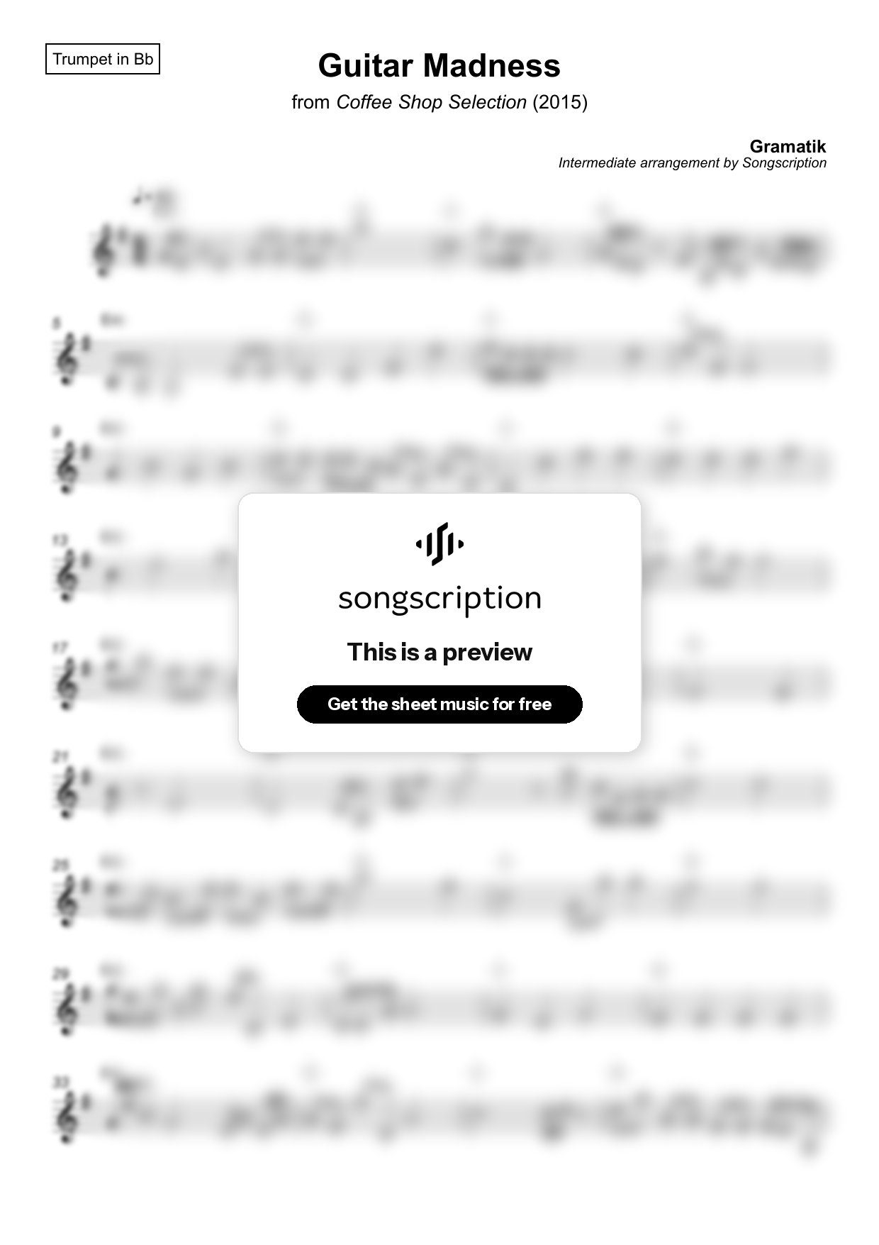 Intermediate Trumpet Sheet Music for "Guitar Madness" by Gramatik