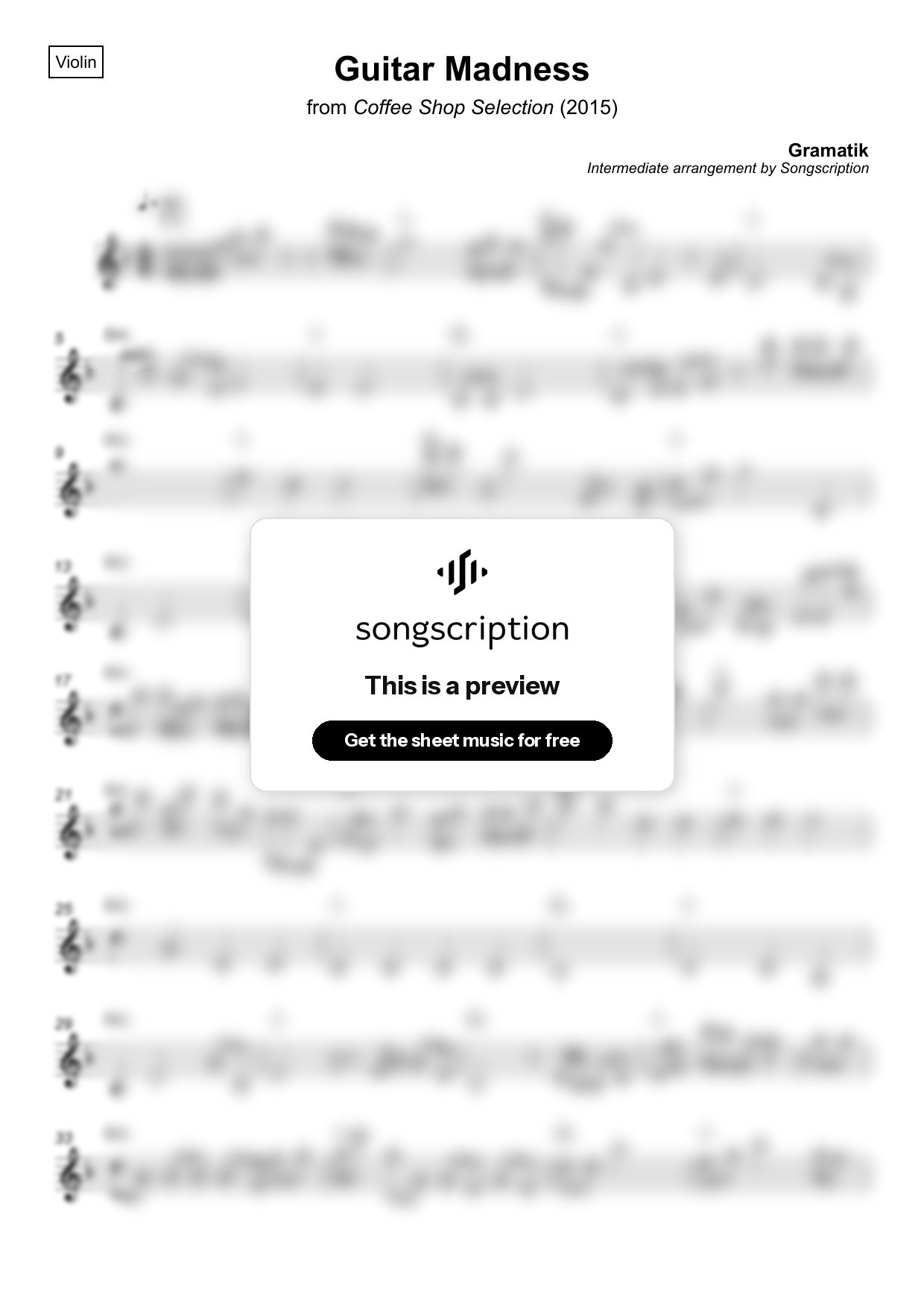 Intermediate Violin Sheet Music for "Guitar Madness" by Gramatik