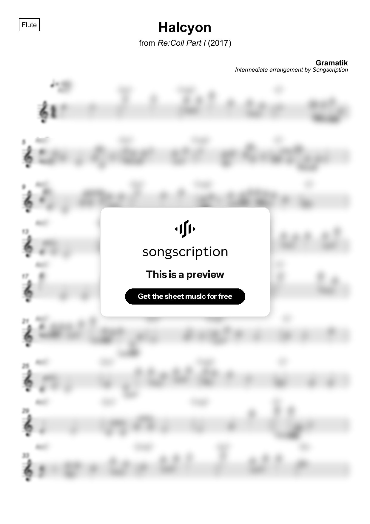 Intermediate Flute Sheet Music for "Halcyon" by Gramatik