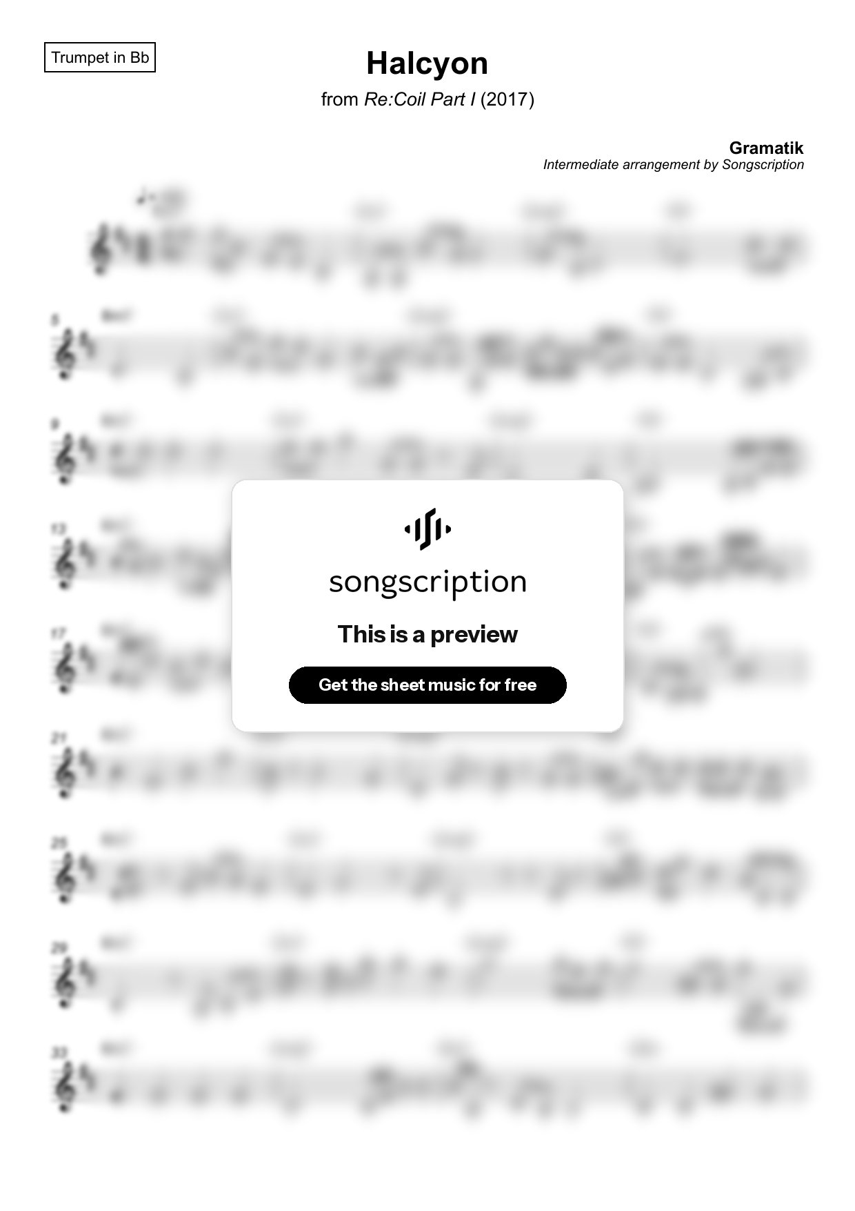 Intermediate Trumpet Sheet Music for "Halcyon" by Gramatik
