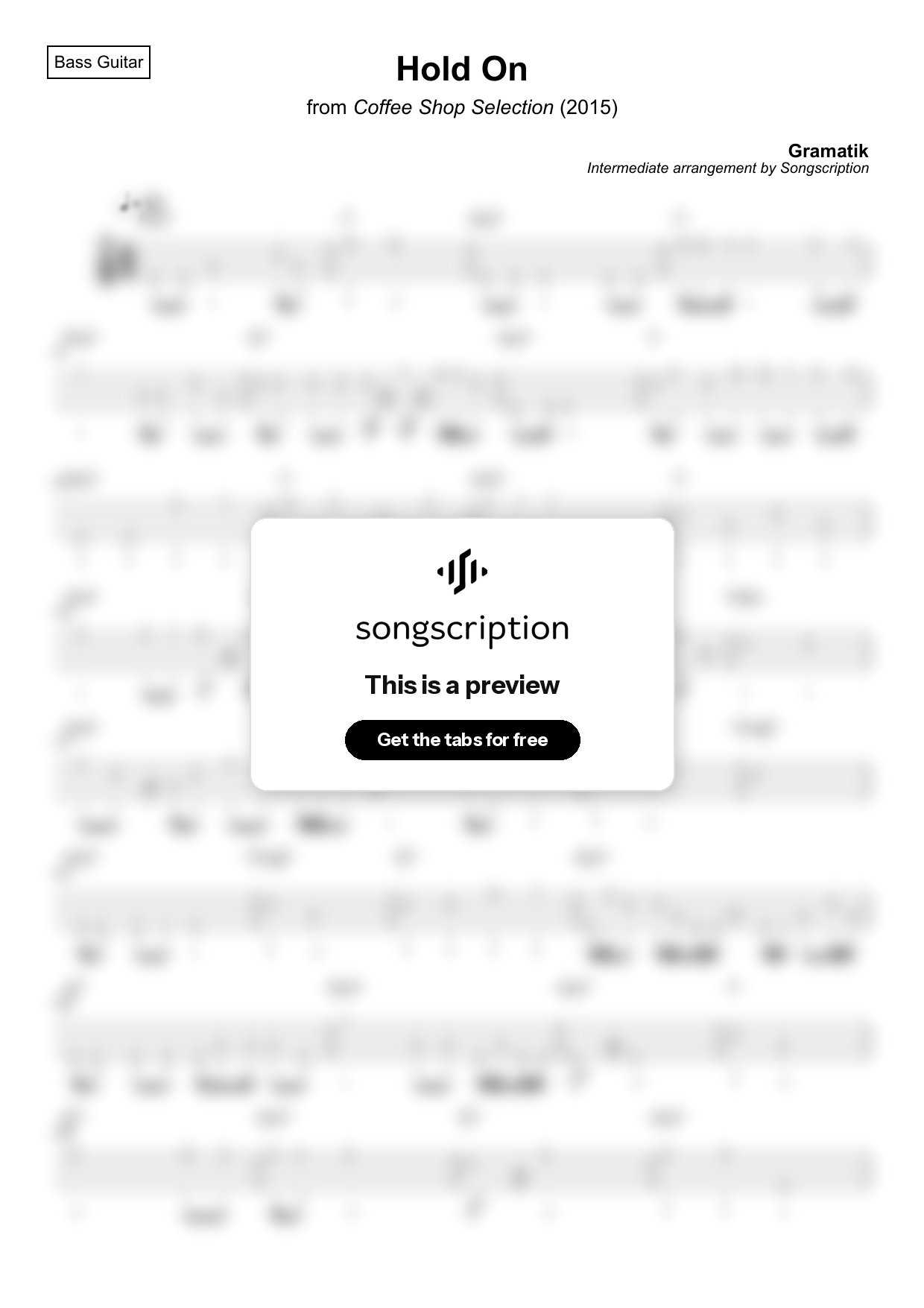 Intermediate Bass Guitar Tabs for "Hold On" by Gramatik