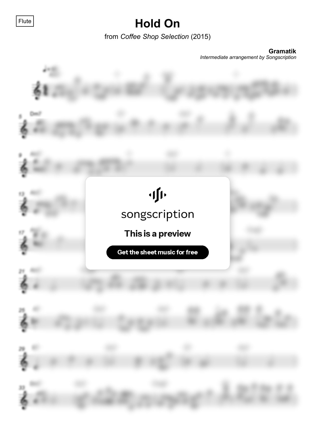 Intermediate Flute Sheet Music for "Hold On" by Gramatik