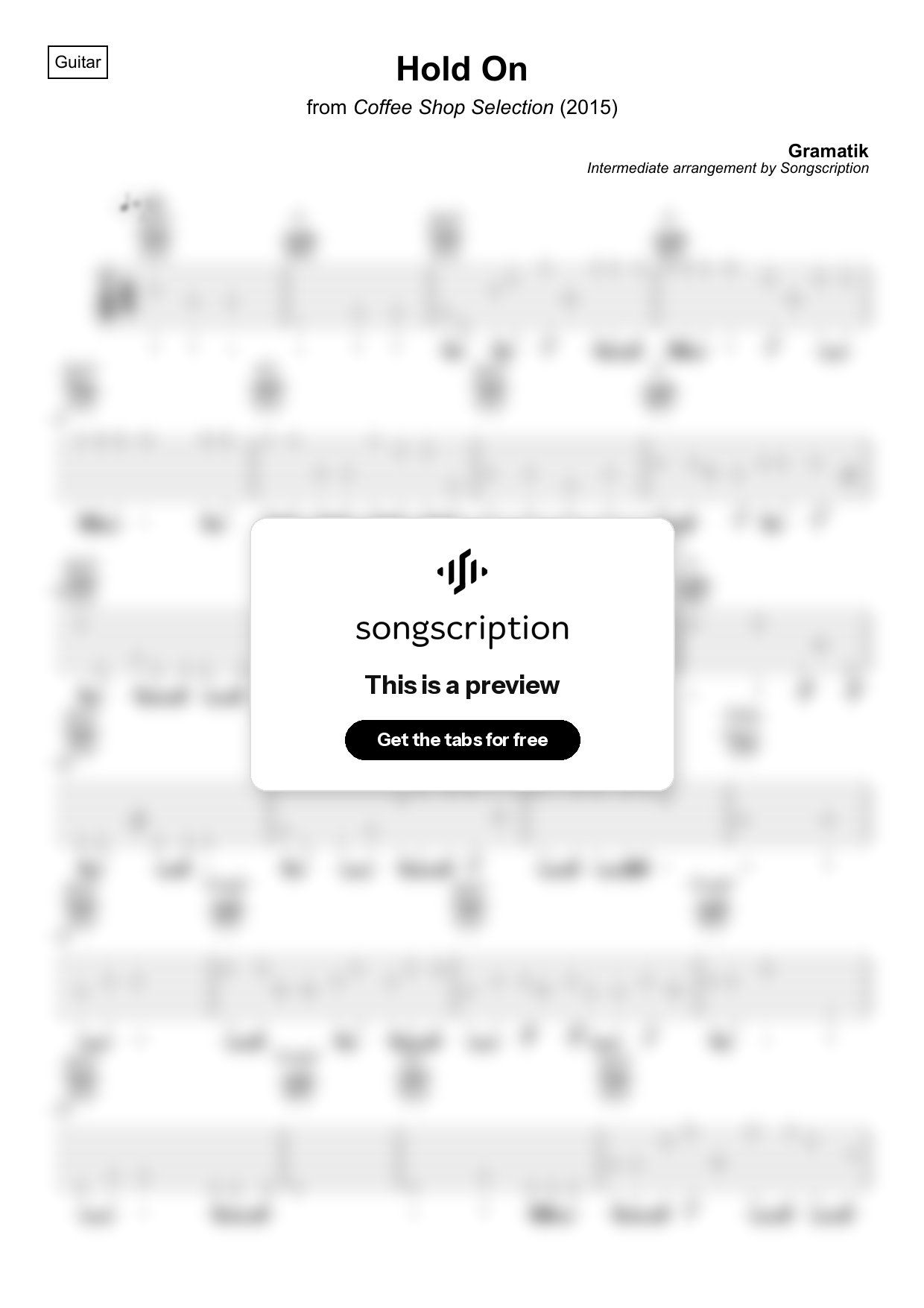 Intermediate Acoustic Guitar Tabs for "Hold On" by Gramatik