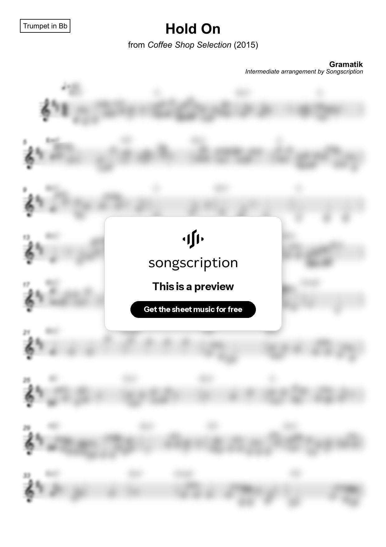 Intermediate Trumpet Sheet Music for "Hold On" by Gramatik
