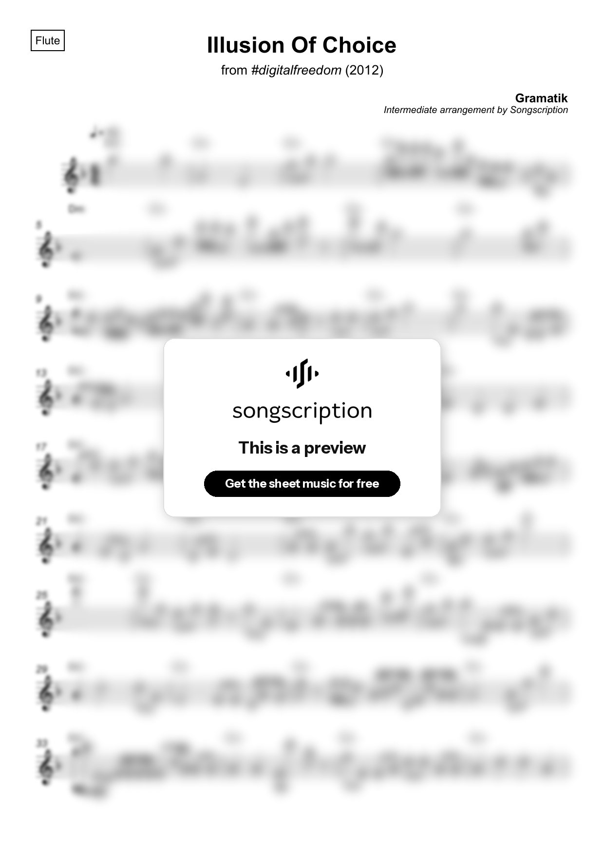 Intermediate Flute Sheet Music for "Illusion Of Choice" by Gramatik