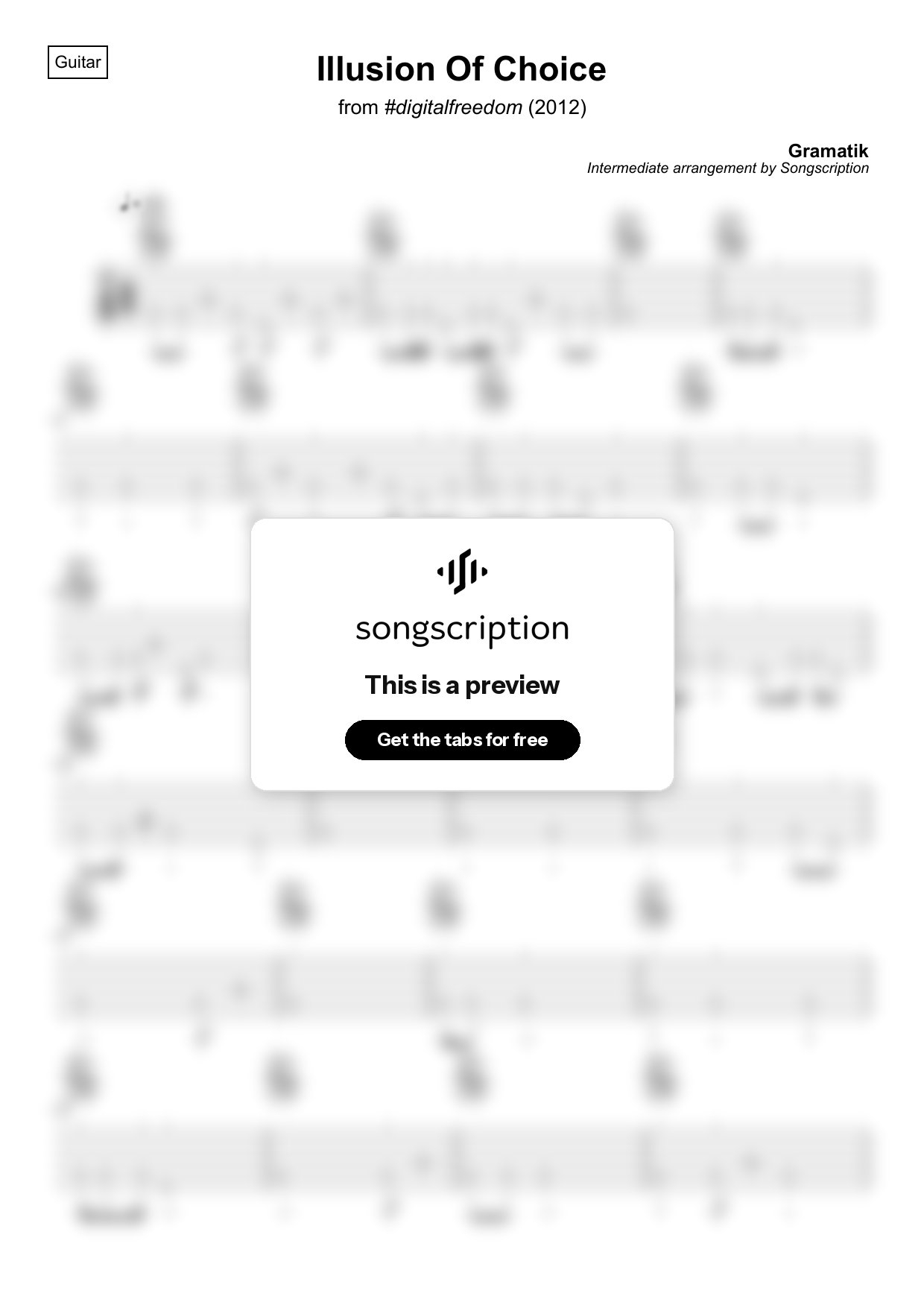 Intermediate Acoustic Guitar Tabs for "Illusion Of Choice" by Gramatik