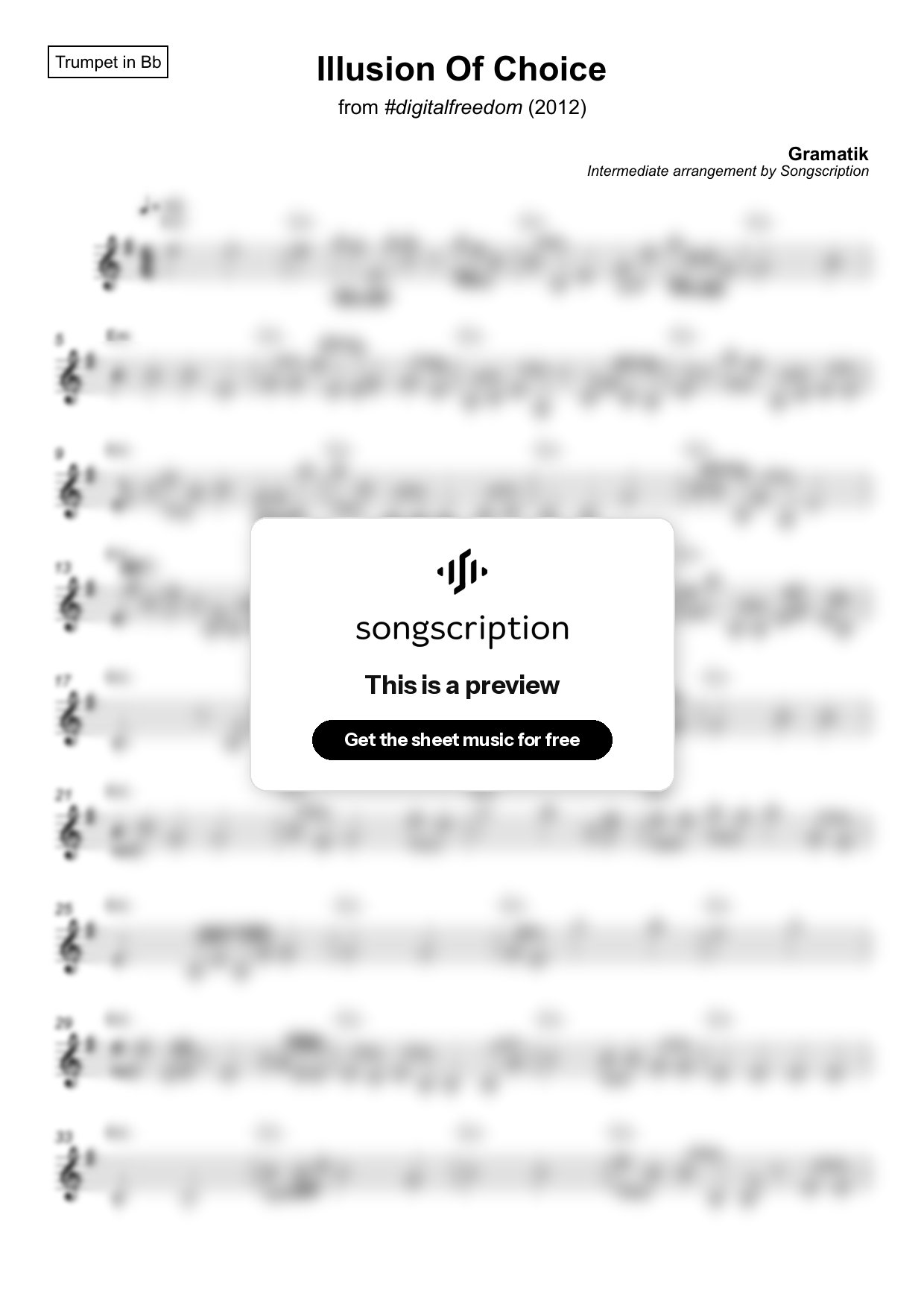 Intermediate Trumpet Sheet Music for "Illusion Of Choice" by Gramatik