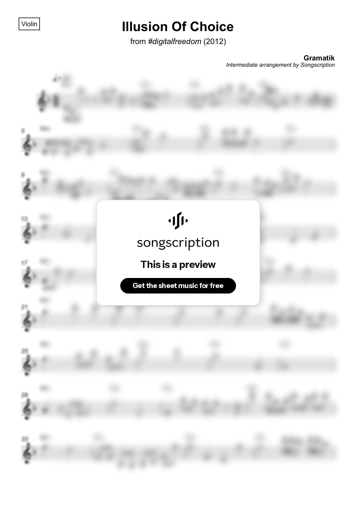 Intermediate Violin Sheet Music for "Illusion Of Choice" by Gramatik