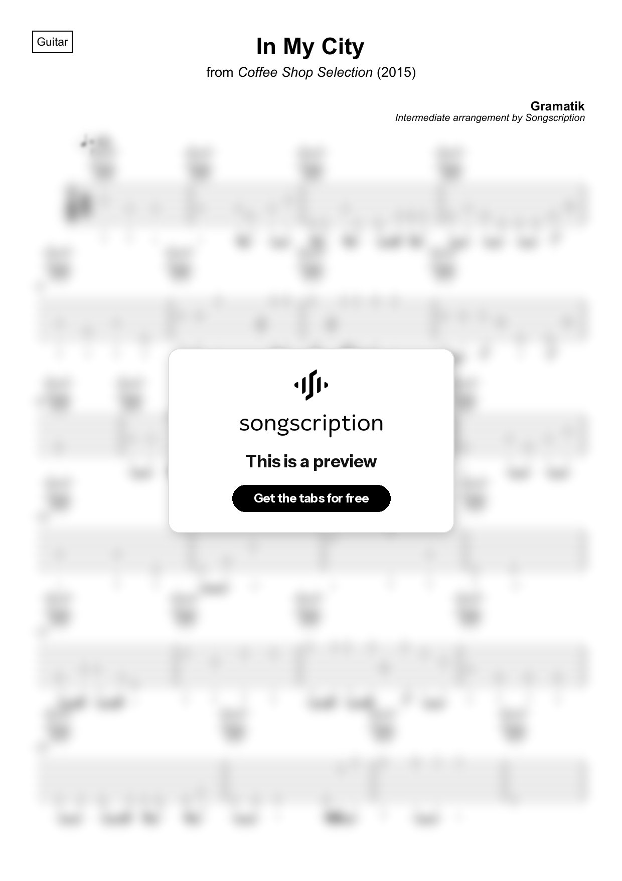 Intermediate Acoustic Guitar Tabs for "In My City" by Gramatik