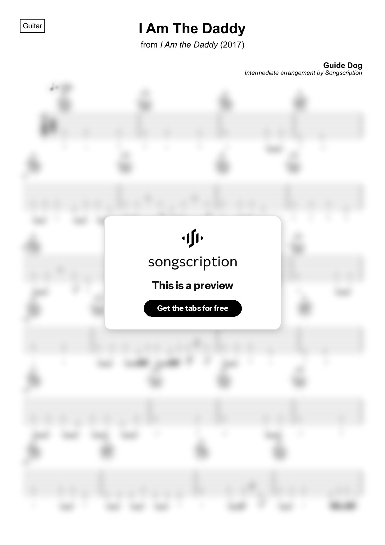 Intermediate Acoustic Guitar Tabs for "I Am The Daddy" by Guide Dog